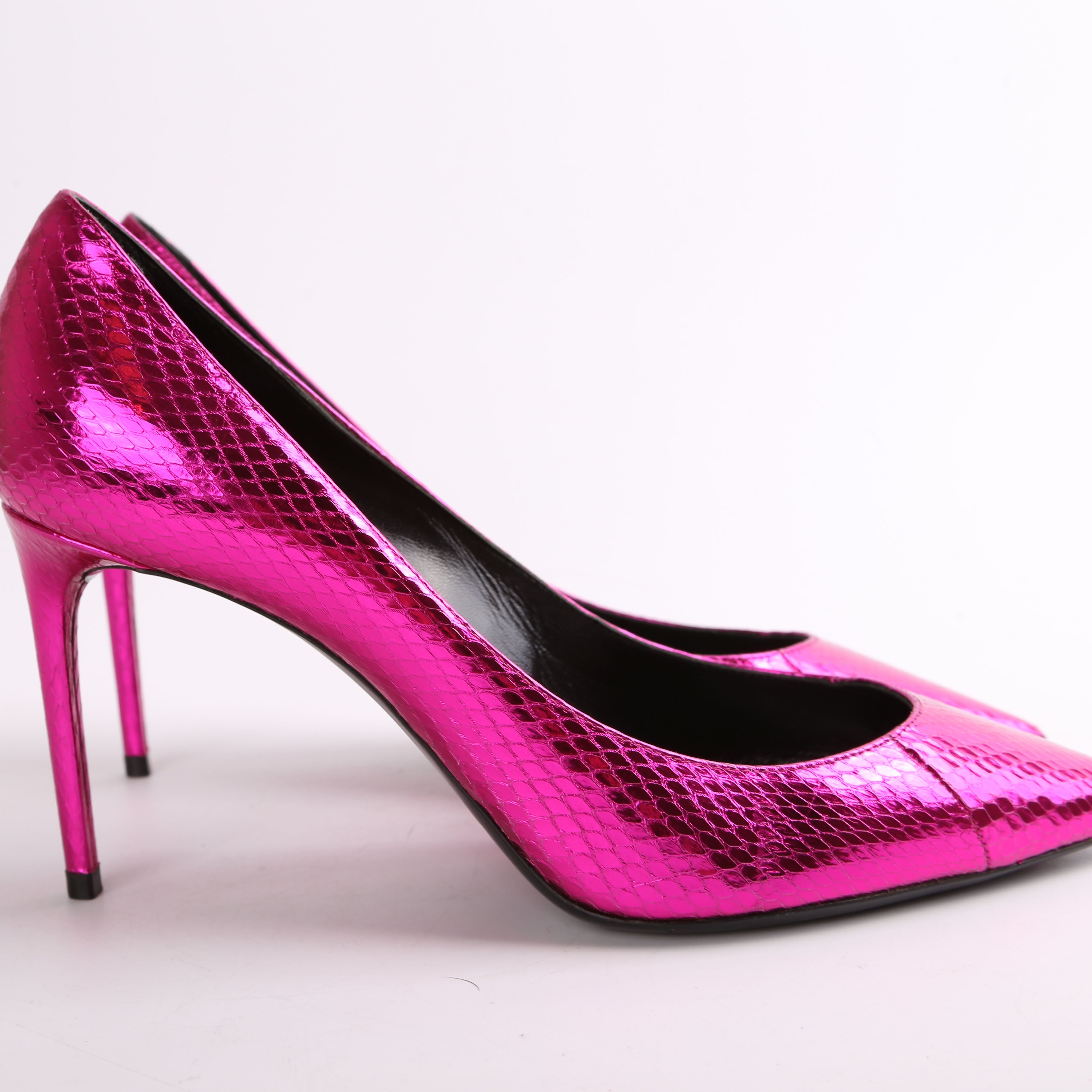 SAINT LAURENT Zoe 105 Snakeskin Pumps Size 37