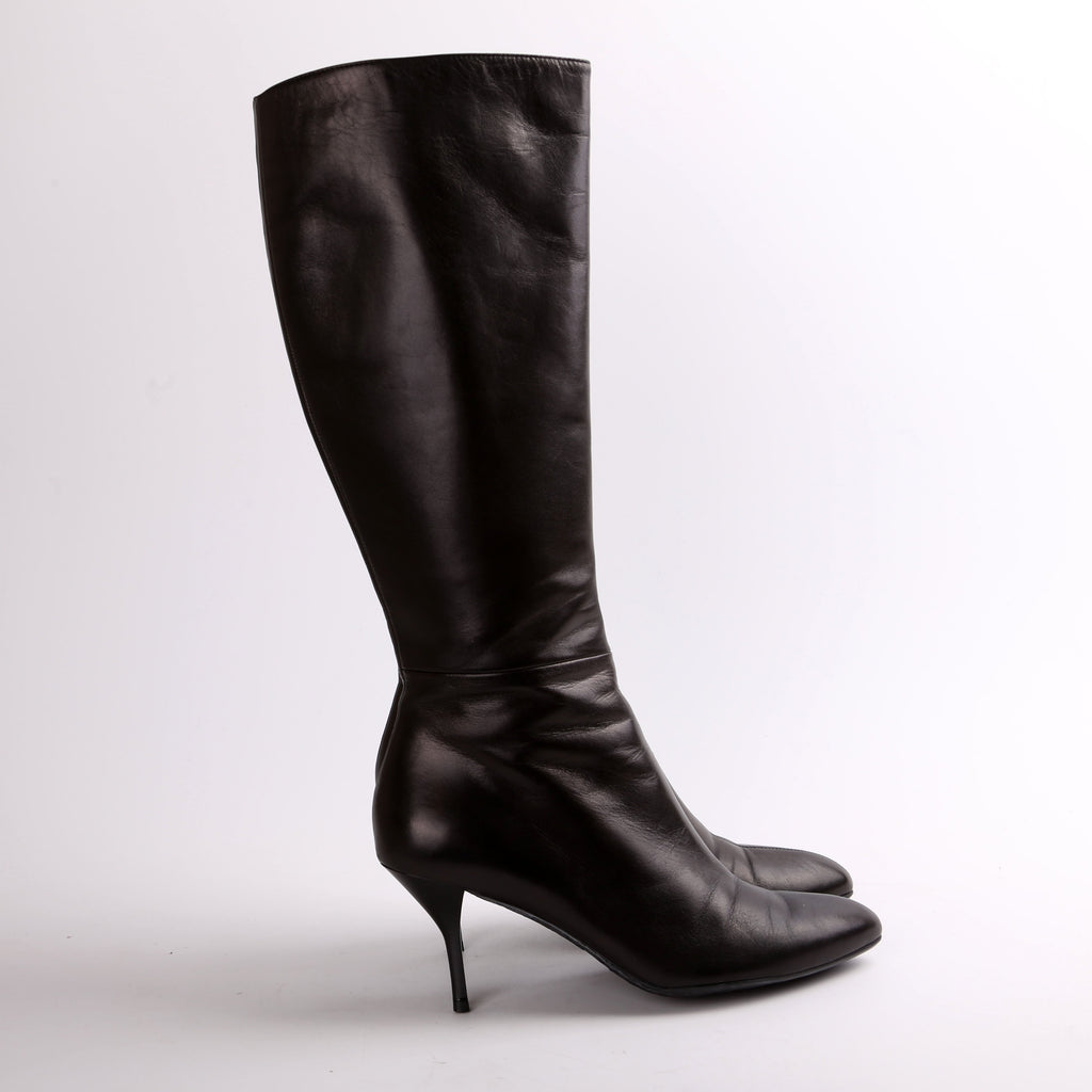 Gucci Calf High Leather Boots Size 38.5