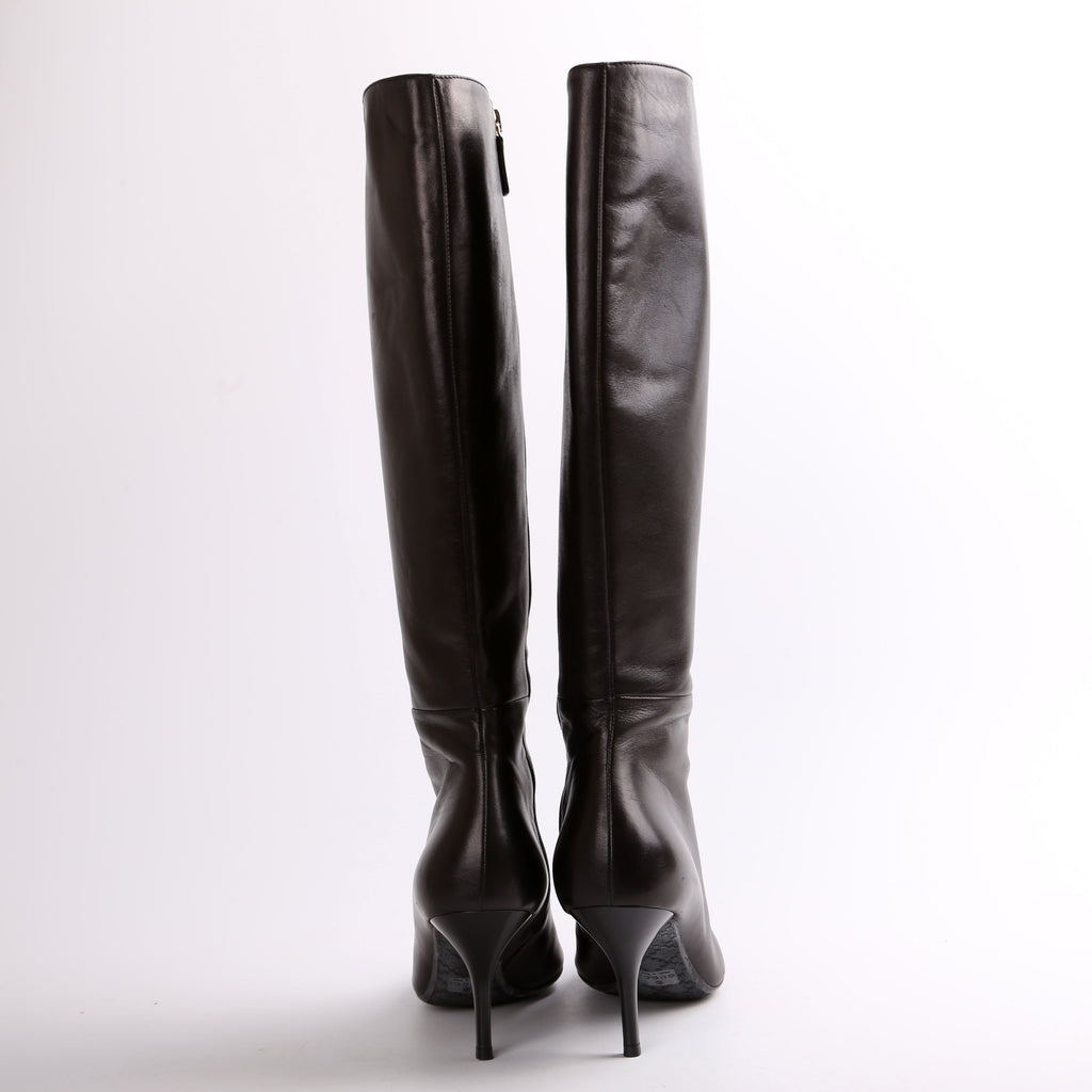 Gucci Calf High Leather Boots Size 38.5