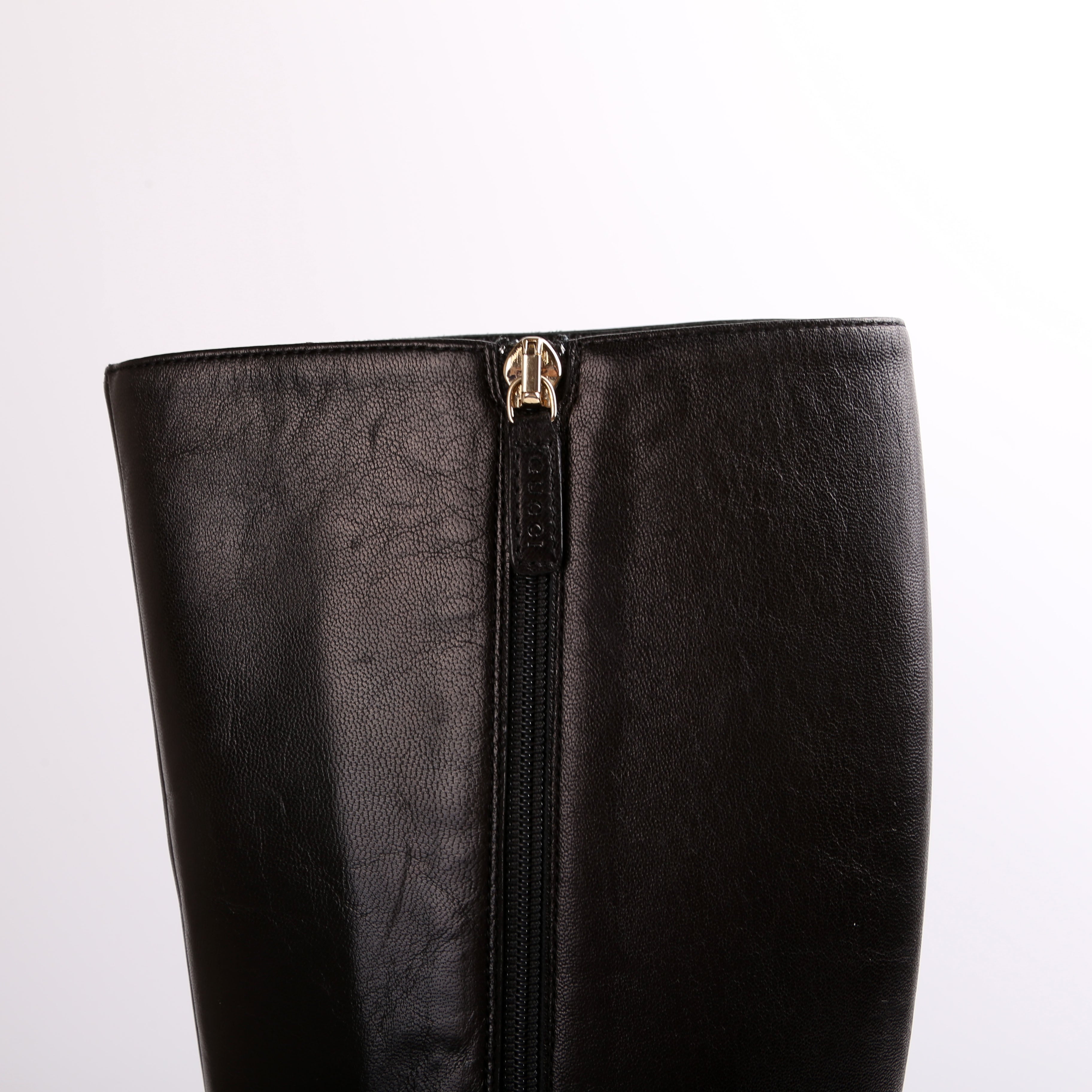 Gucci Calf High Leather Boots Size 38.5