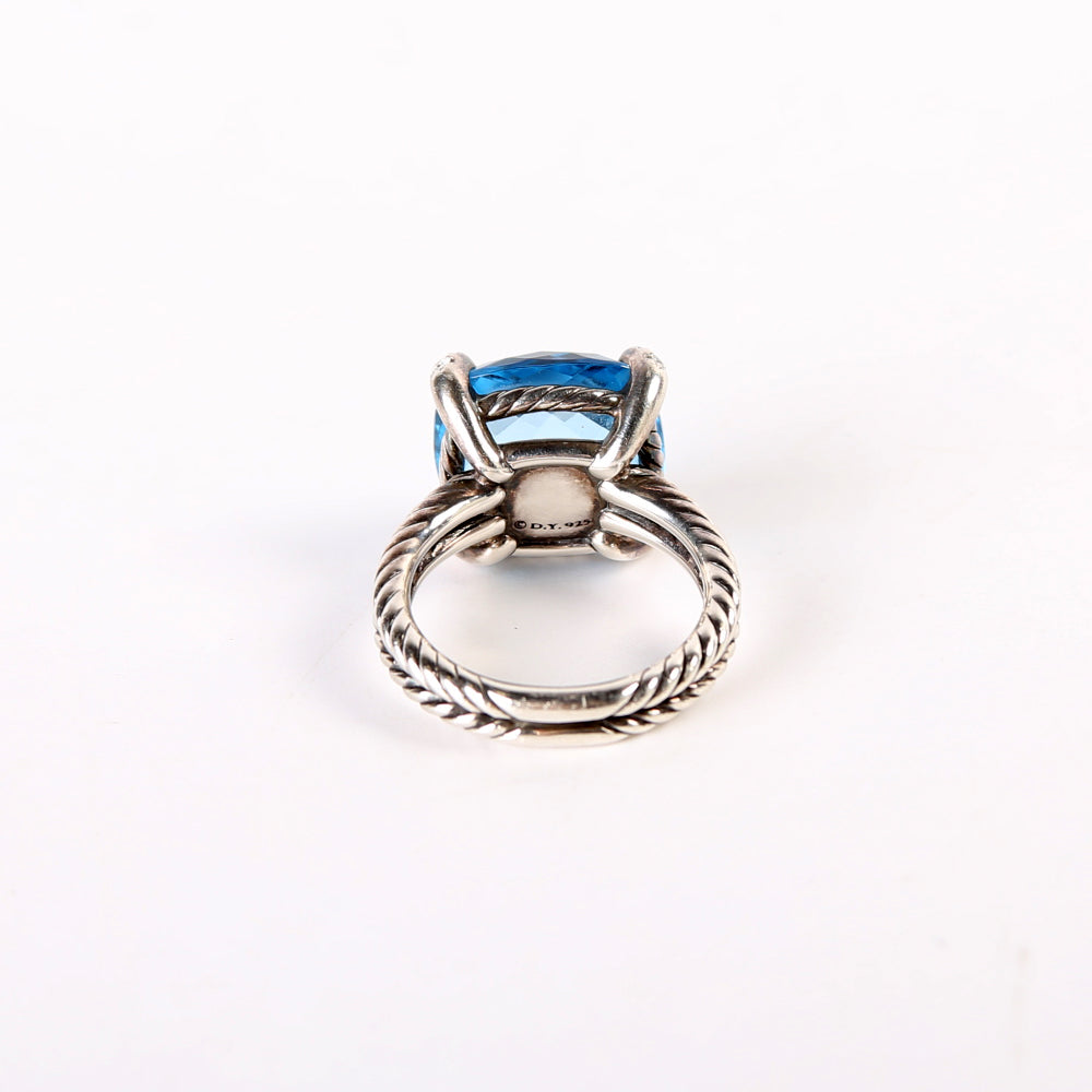 Chatelaine 14MM Hampton Blue Ring Topaz/925/PAVE Size 7