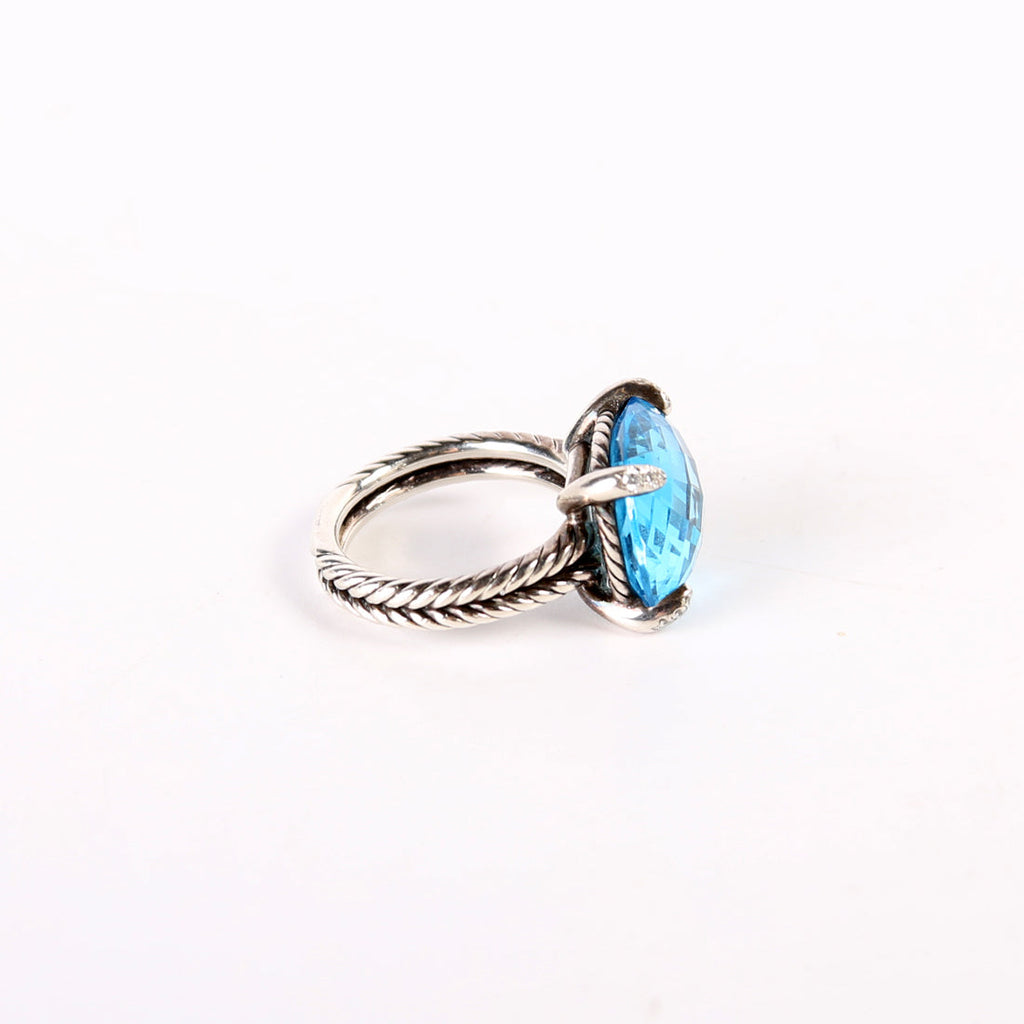 Chatelaine 14MM Hampton Blue Ring Topaz/925/PAVE Size 7