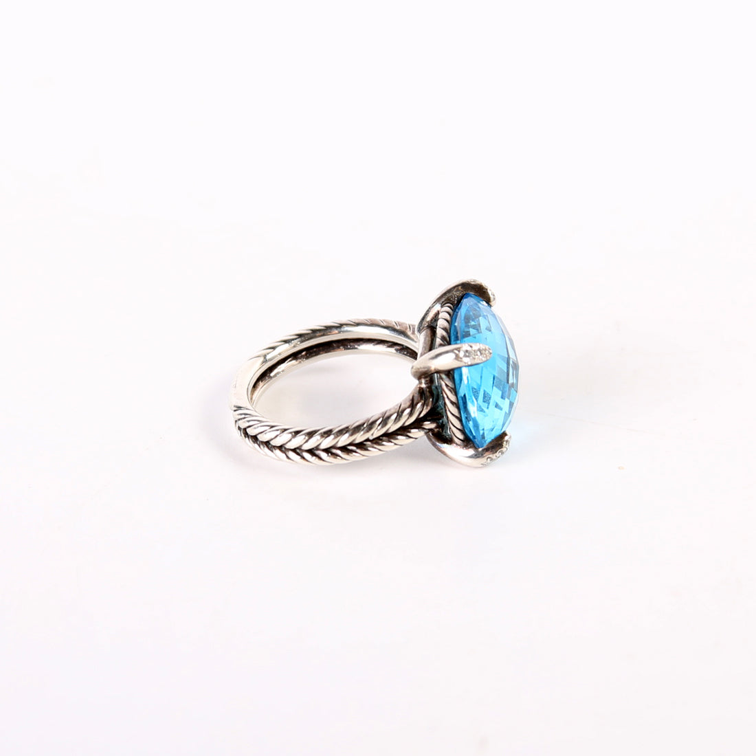Chatelaine 14MM Hampton Blue Ring Topaz/925/PAVE Size 7