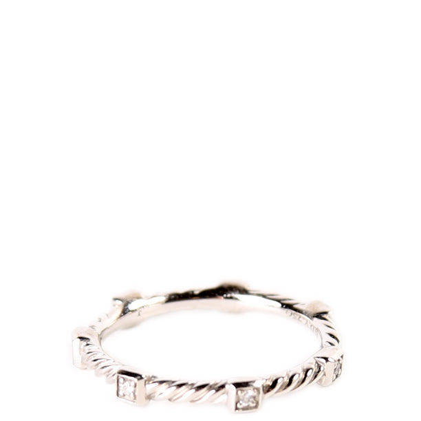 Cable Collectibles Stations Stack Ring 2MM 750/Diamonds Size 7