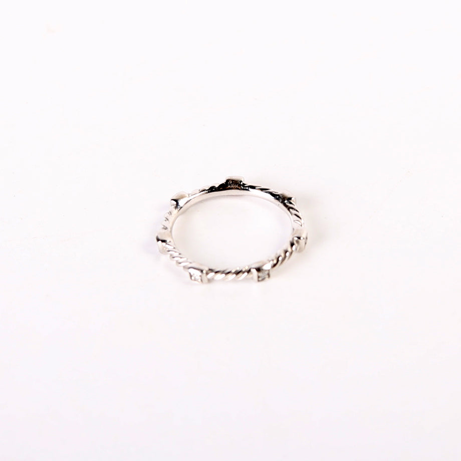 Cable Collectibles Stations Stack Ring 2MM 750/Diamonds Size 7