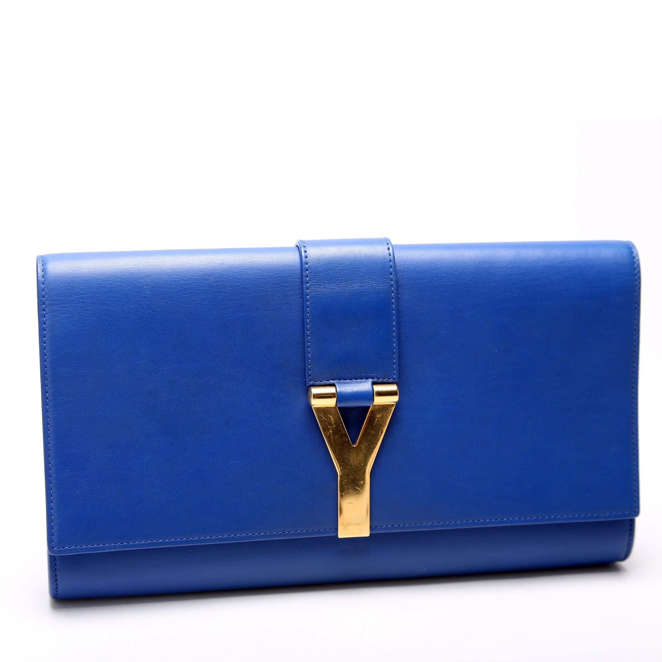 Classic Y Ligne Clutch Smooth Leather Blue