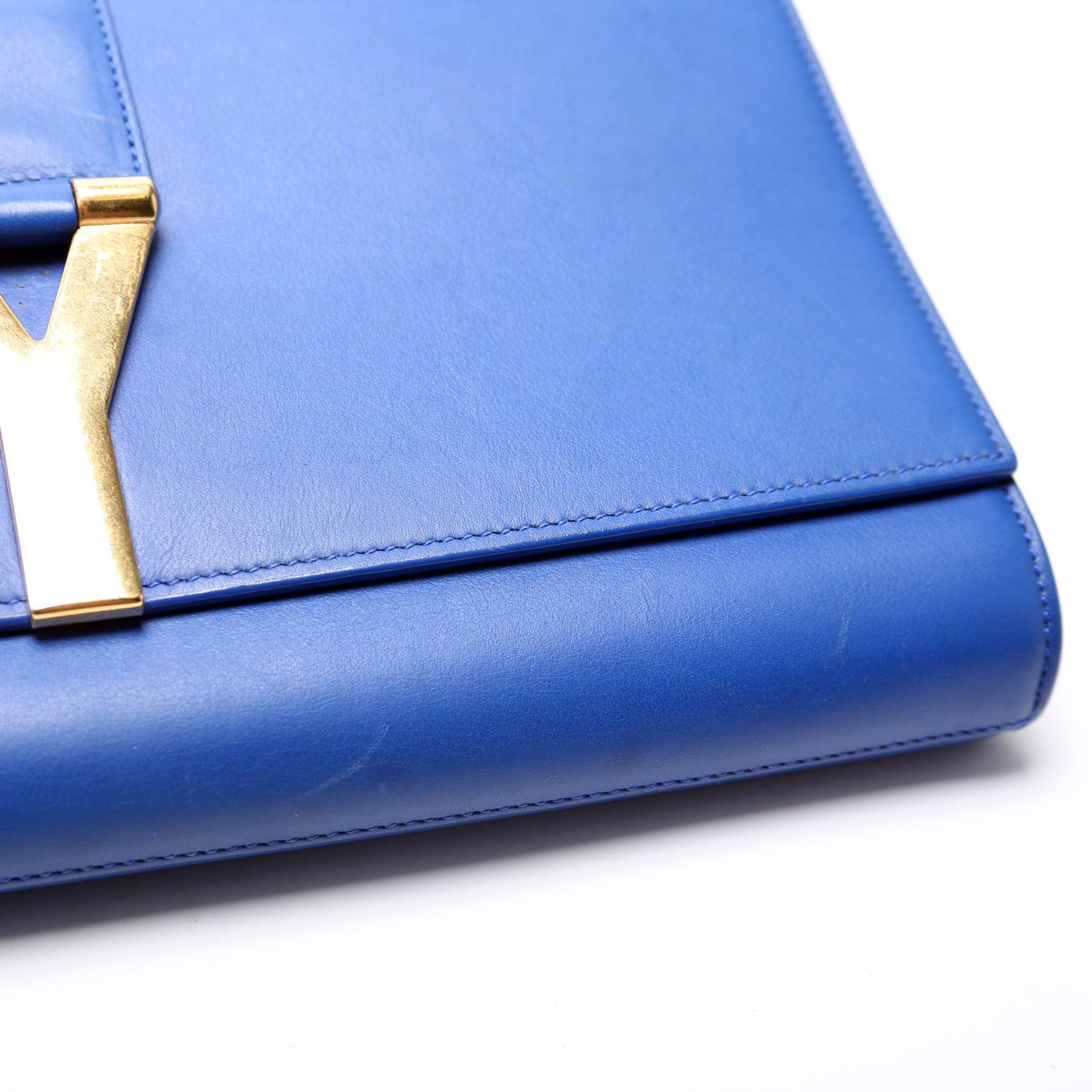 Classic Y Ligne Clutch Smooth Leather Blue