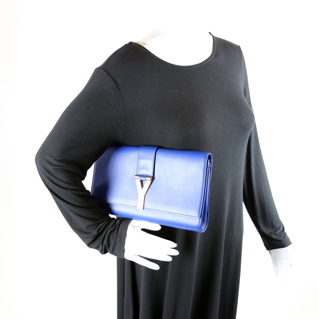 Classic Y Ligne Clutch Smooth Leather Blue
