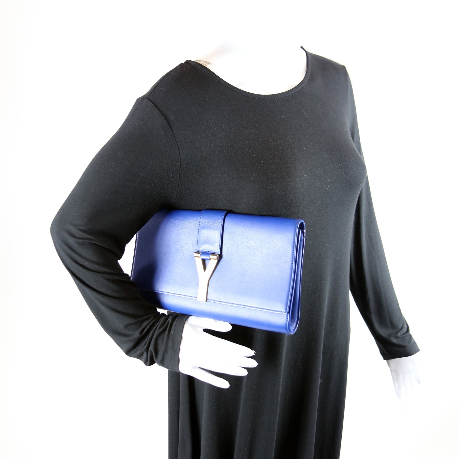 Classic Y Ligne Clutch Smooth Leather Blue