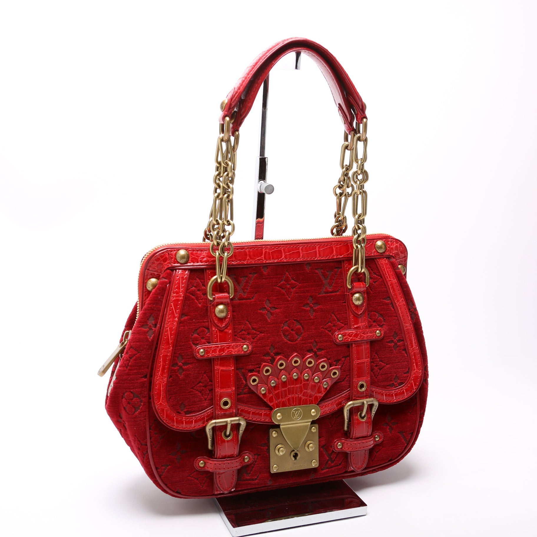 Gracie MM Velours Alligator Red
