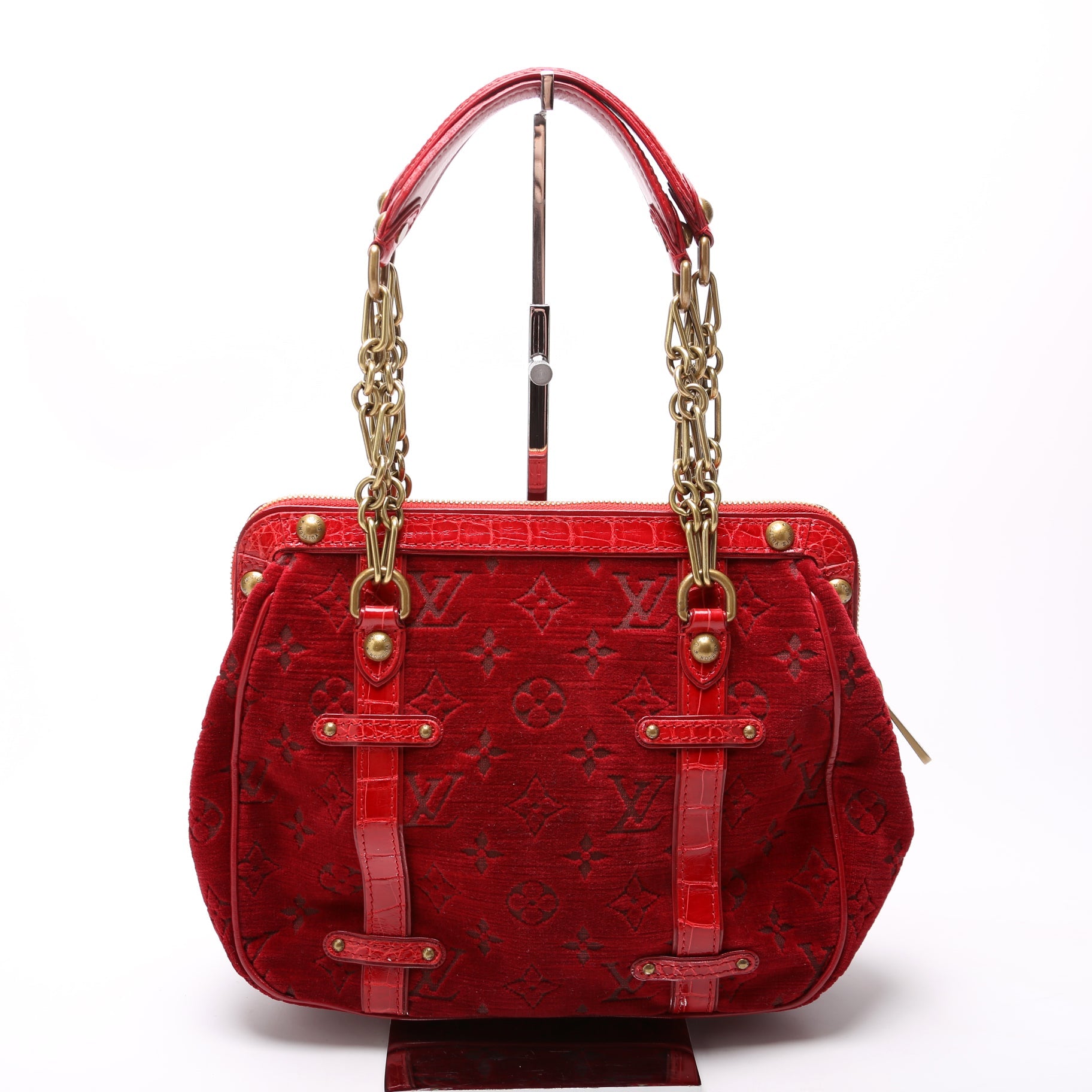 Gracie MM Velours Alligator Red