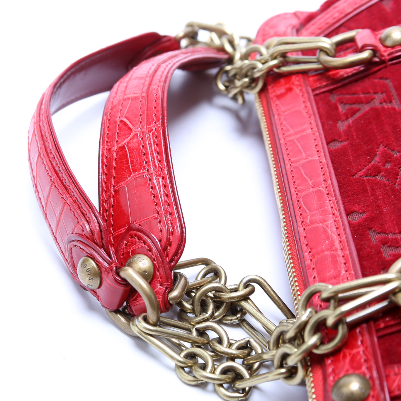 Gracie MM Velours Alligator Red