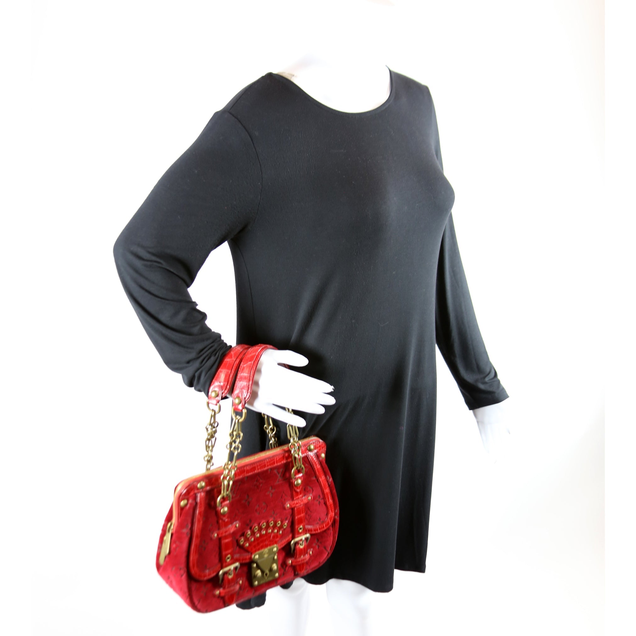 Gracie MM Velours Alligator Red