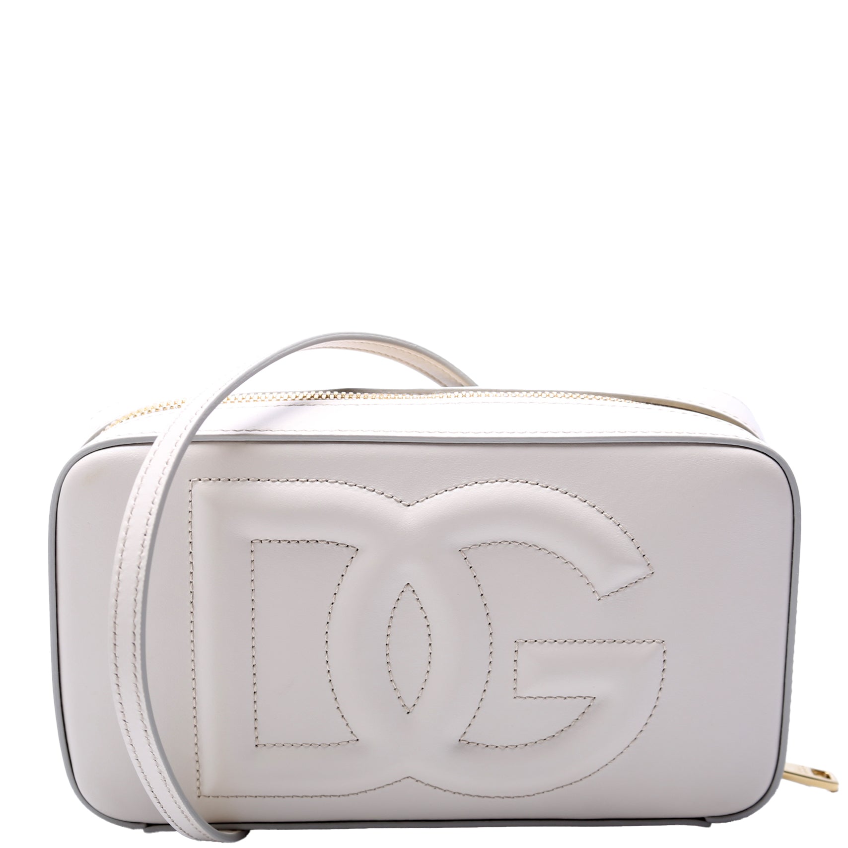 DG Logo Calfskin Small Camera Bag White