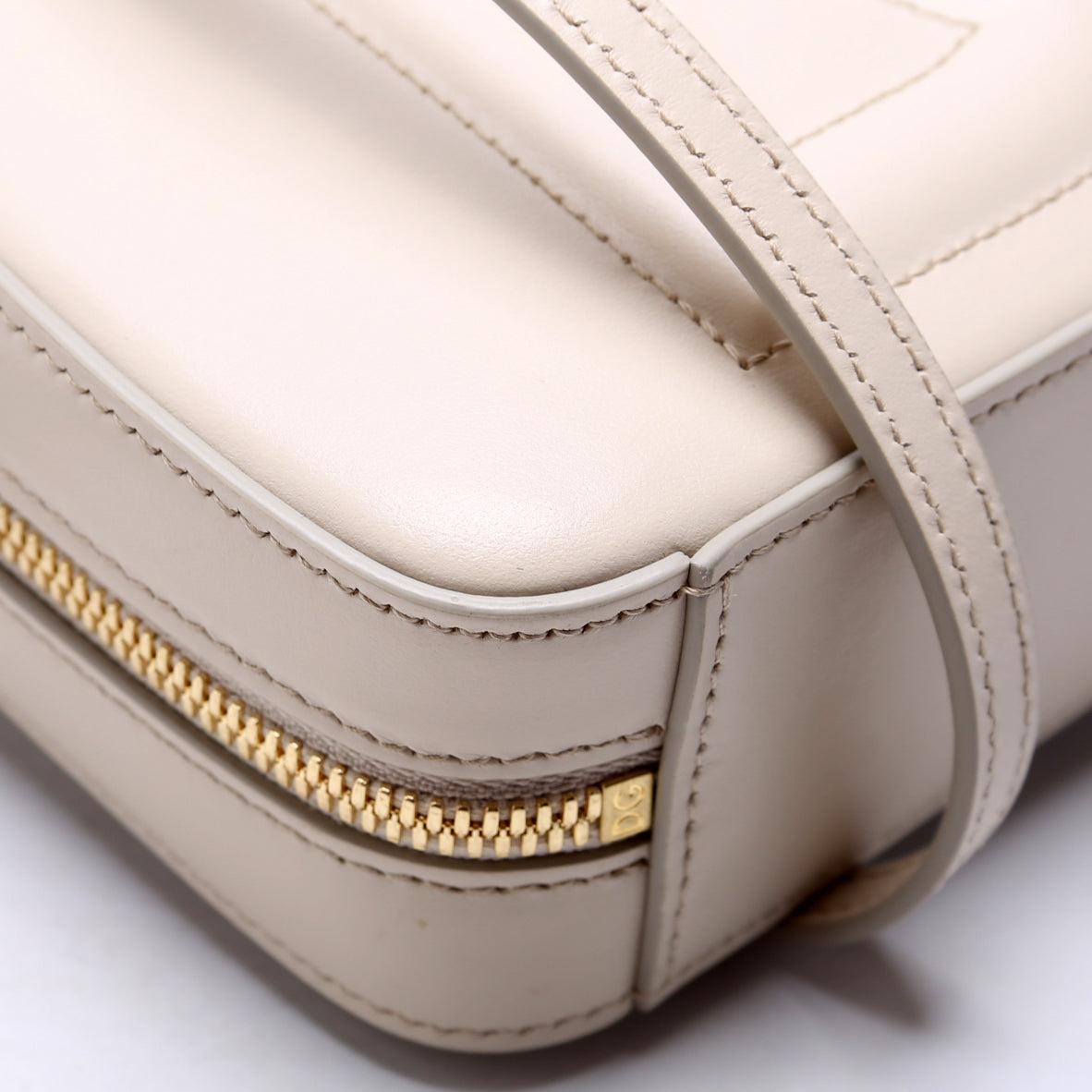 DG Logo Calfskin Small Camera Bag White