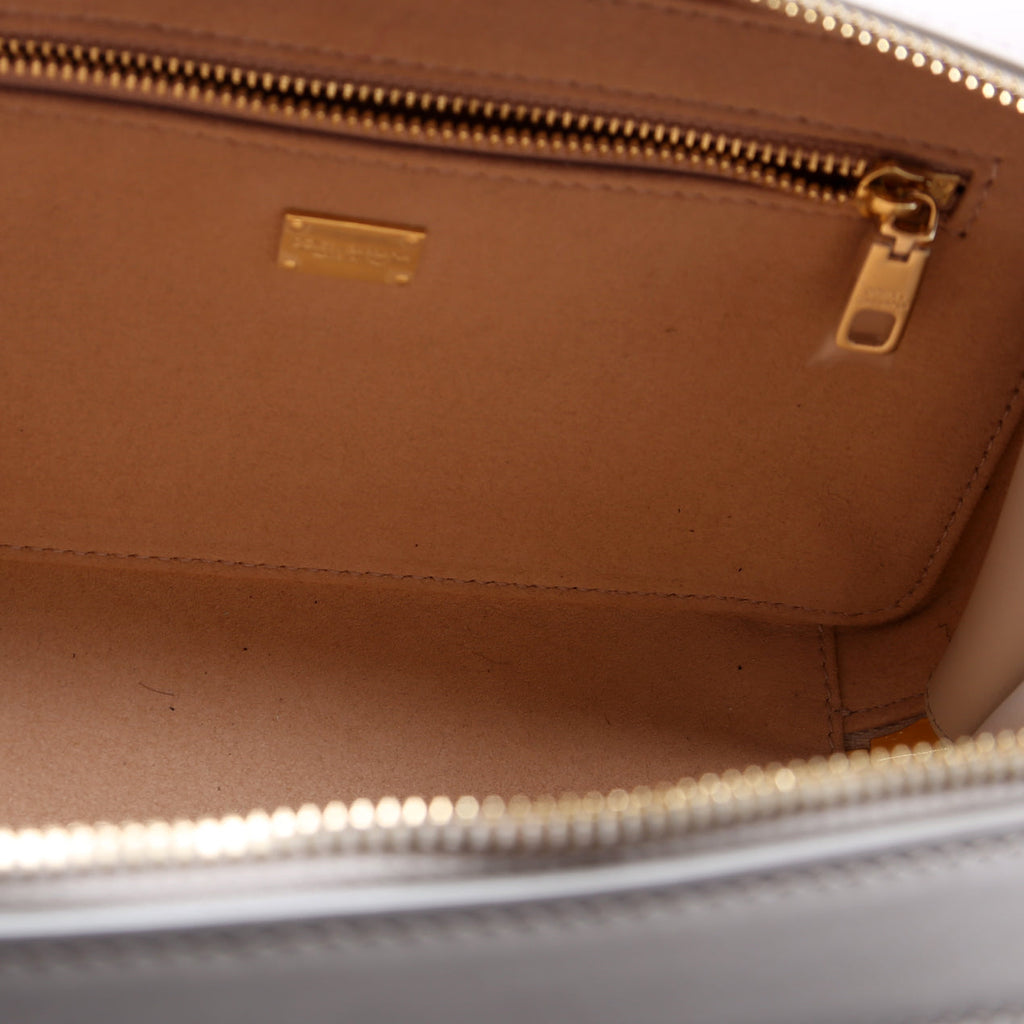 DG Logo Calfskin Small Camera Bag White