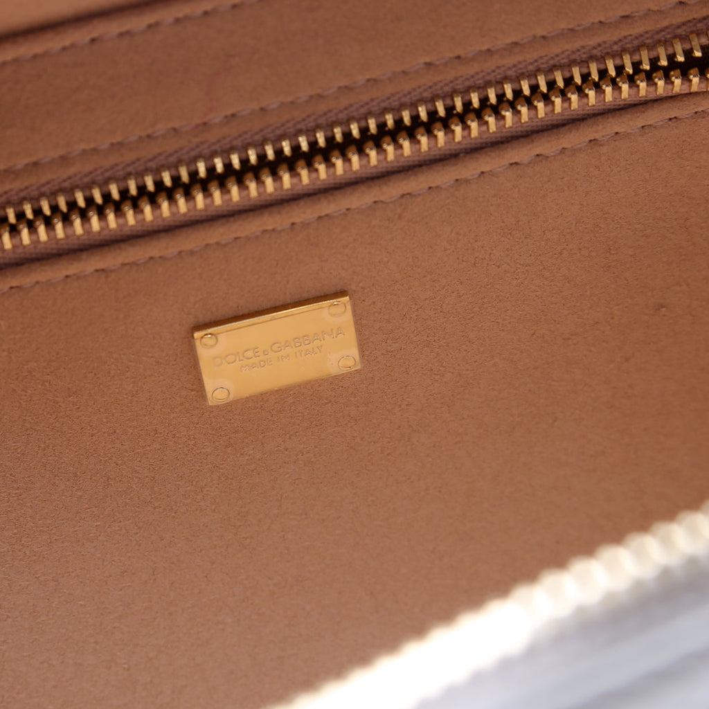 DG Logo Calfskin Small Camera Bag White