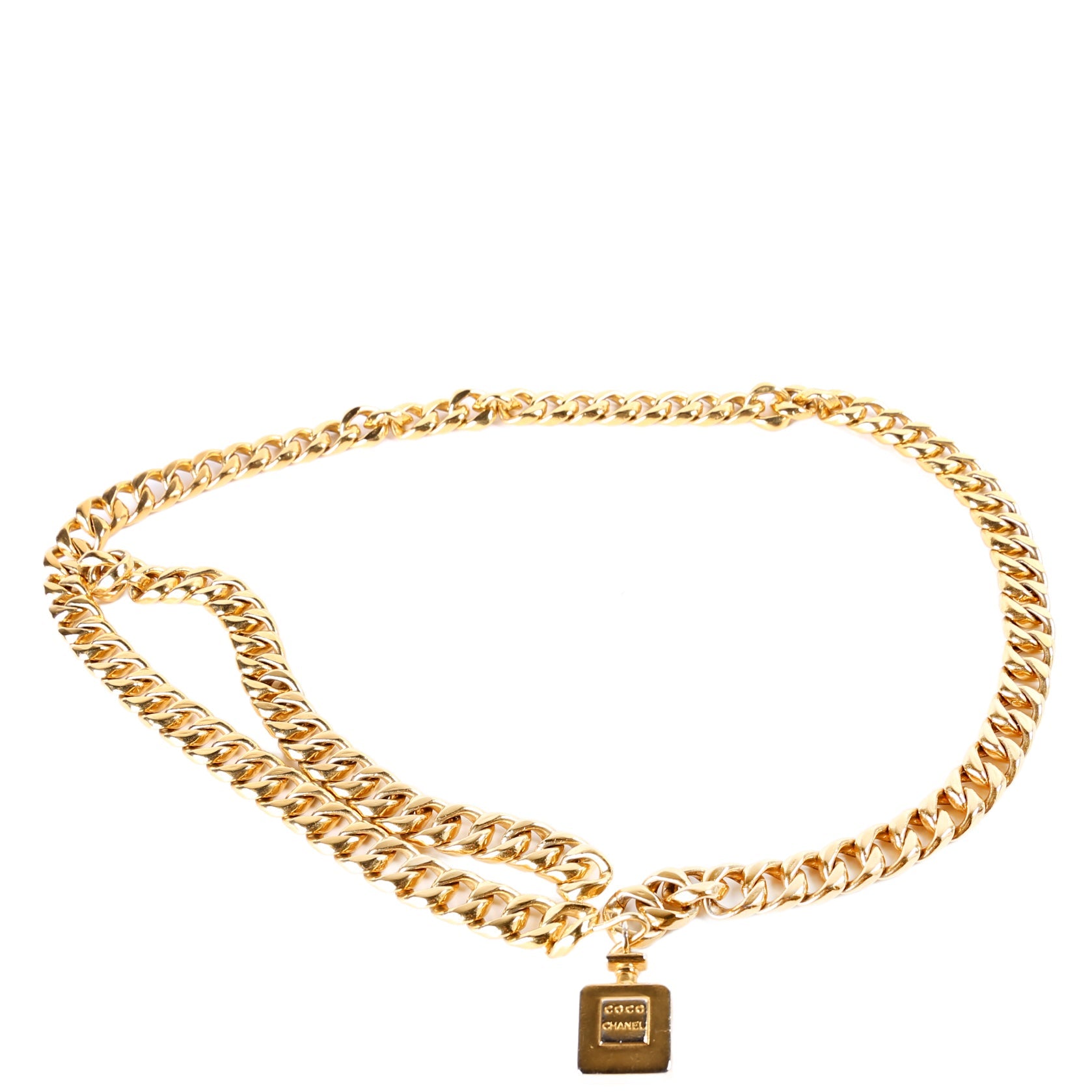 Coco Perfume Bottle Chain Vintage Belt Gold