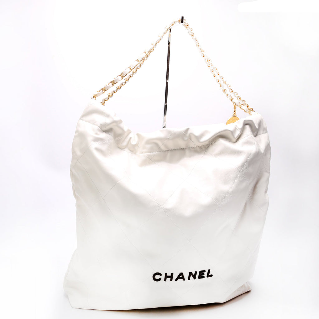 Chanel 22 Quilted Large Hobo White