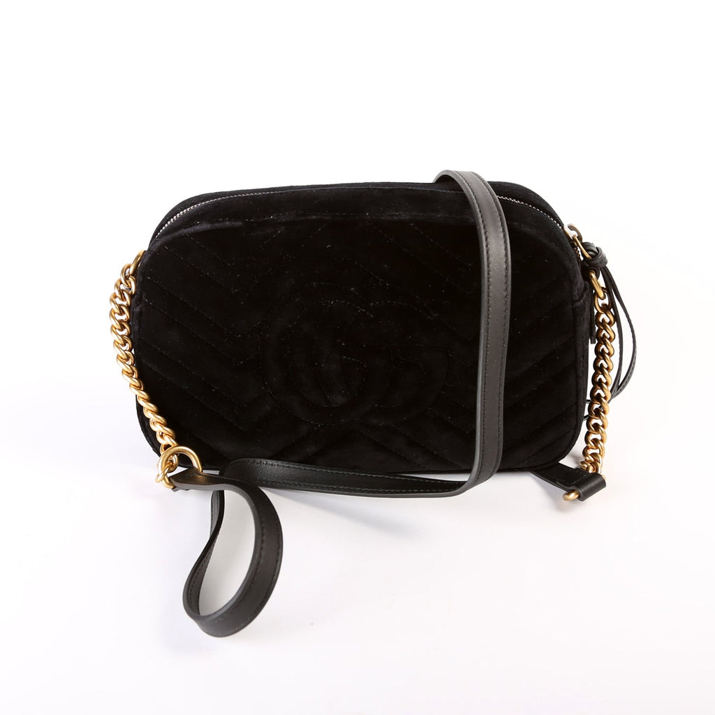 447632 Marmont Small Velvet Camera Bag Black