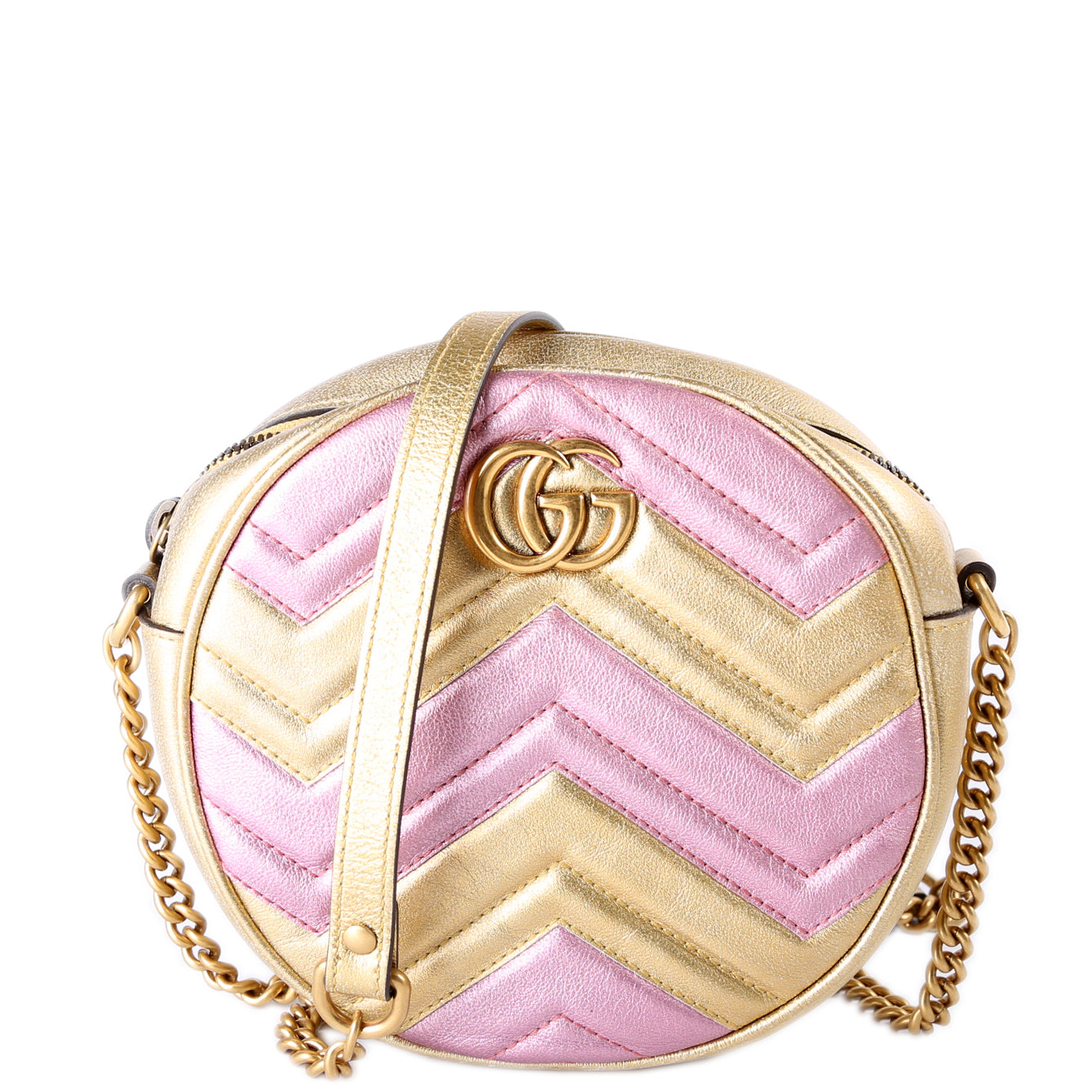 550454 Marmont Mini Round Gold/Pink