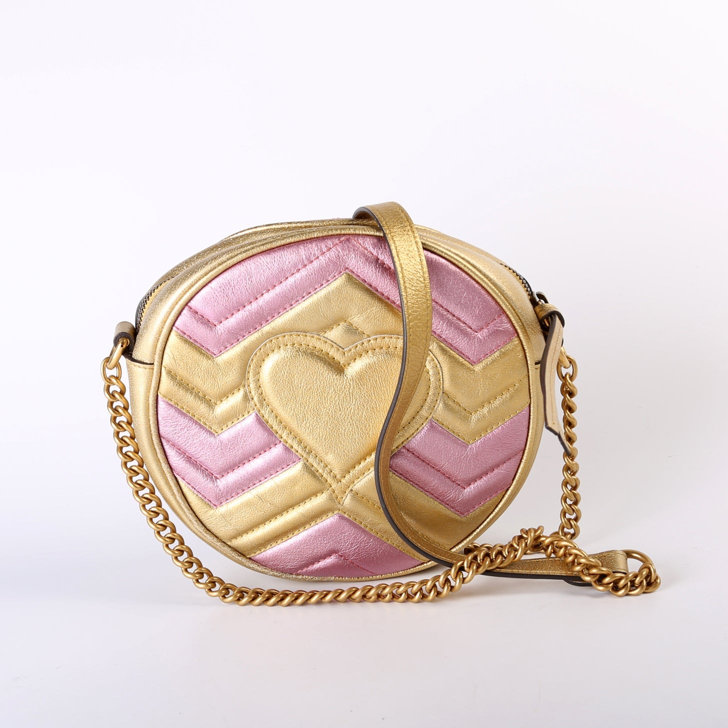 550454 Marmont Mini Round Gold/Pink