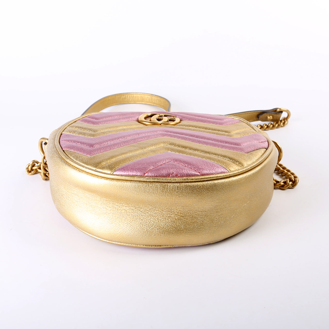 550454 Marmont Mini Round Gold/Pink