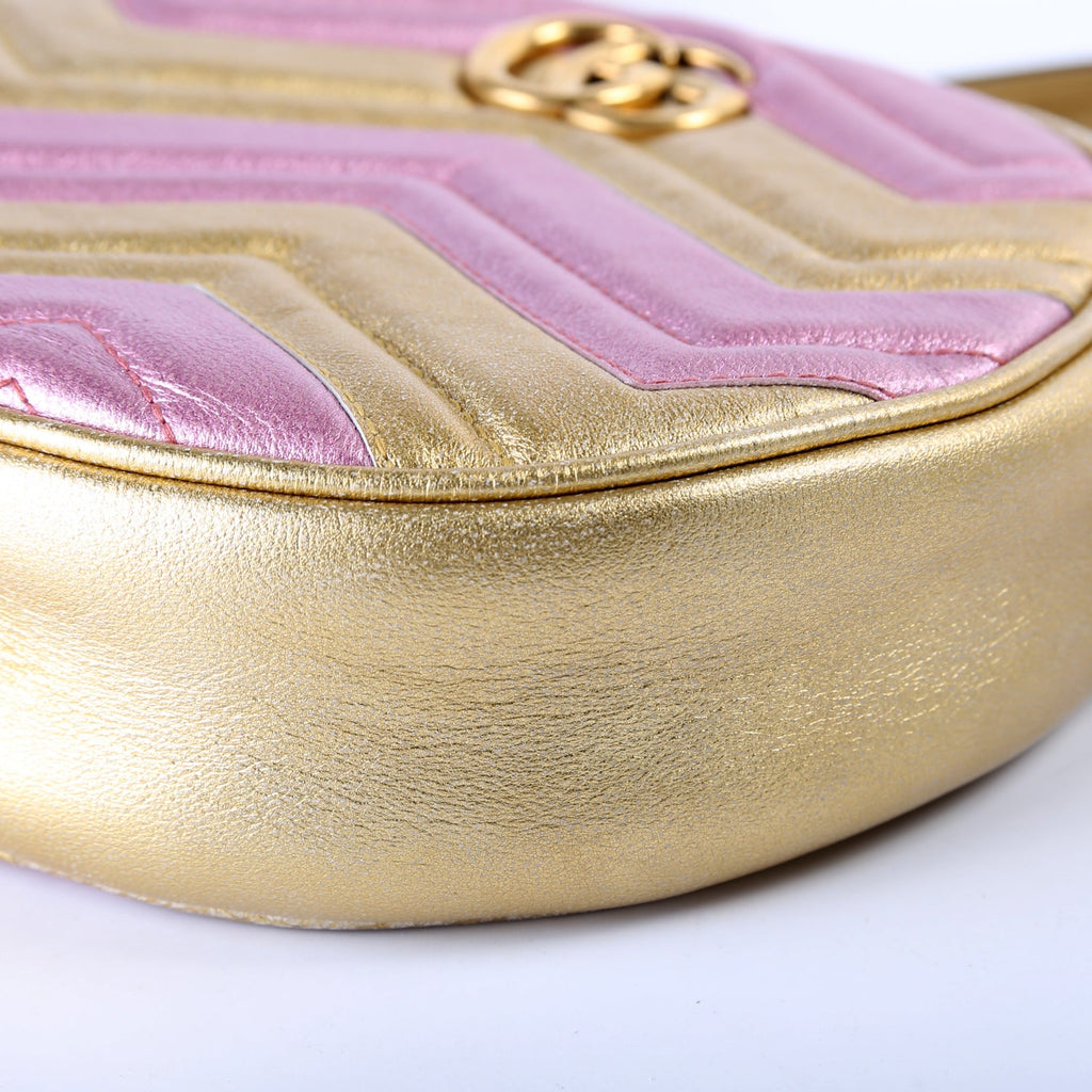 550454 Marmont Mini Round Gold/Pink