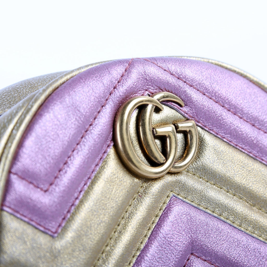 550454 Marmont Mini Round Gold/Pink
