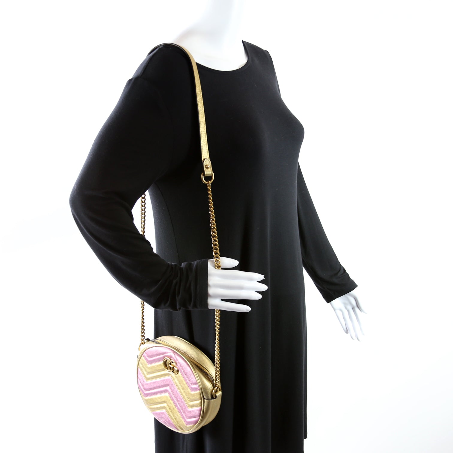 550454 Marmont Mini Round Gold/Pink