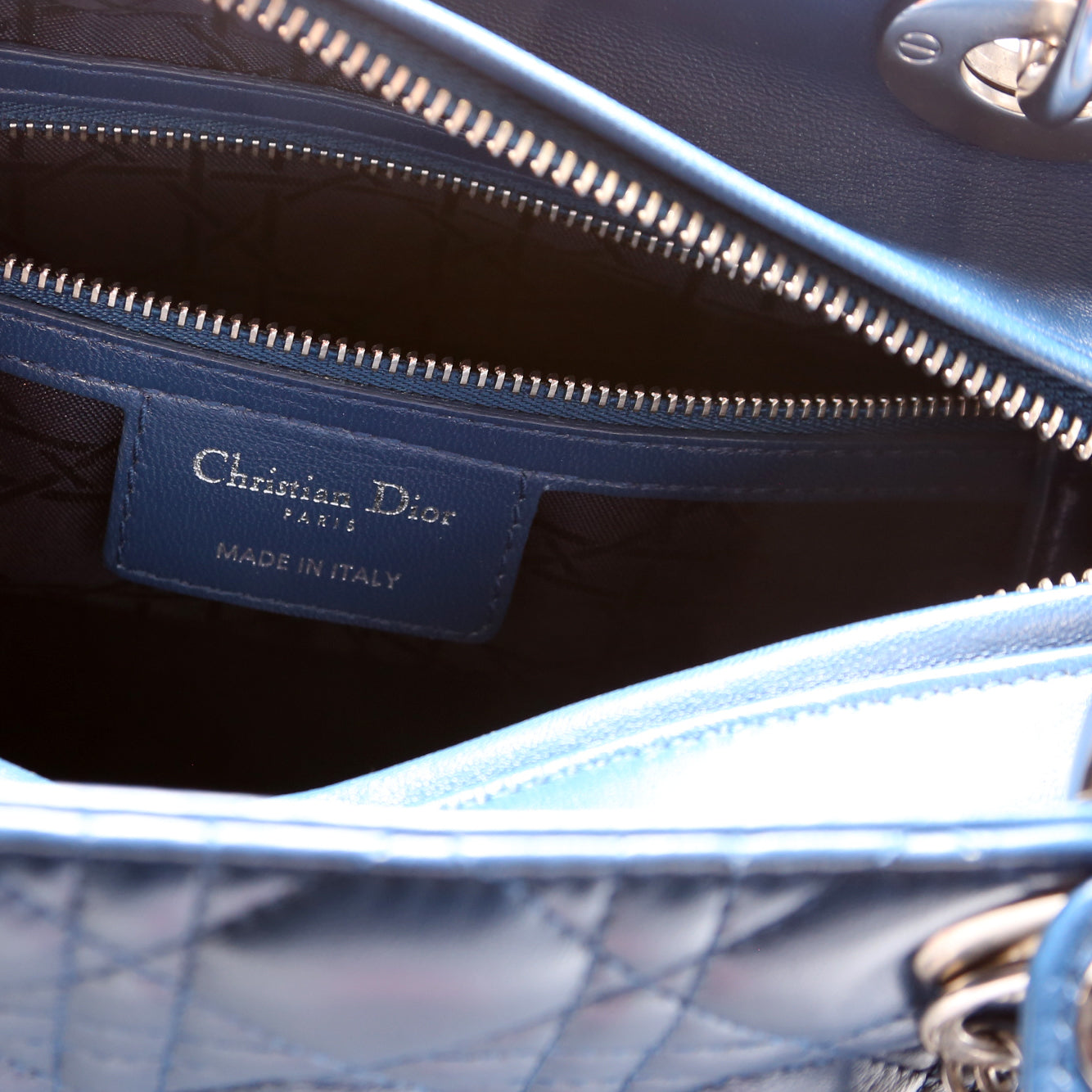 Lady Dior Medium Lambskin Blue