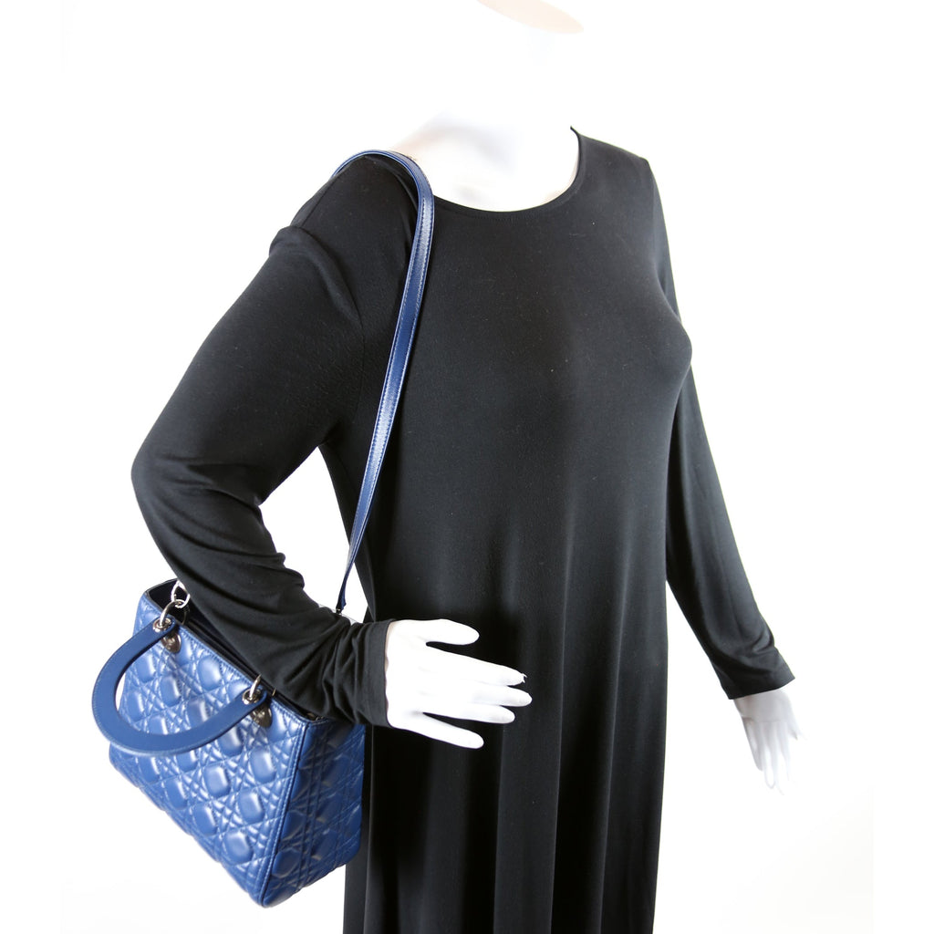 Lady Dior Medium Lambskin Blue