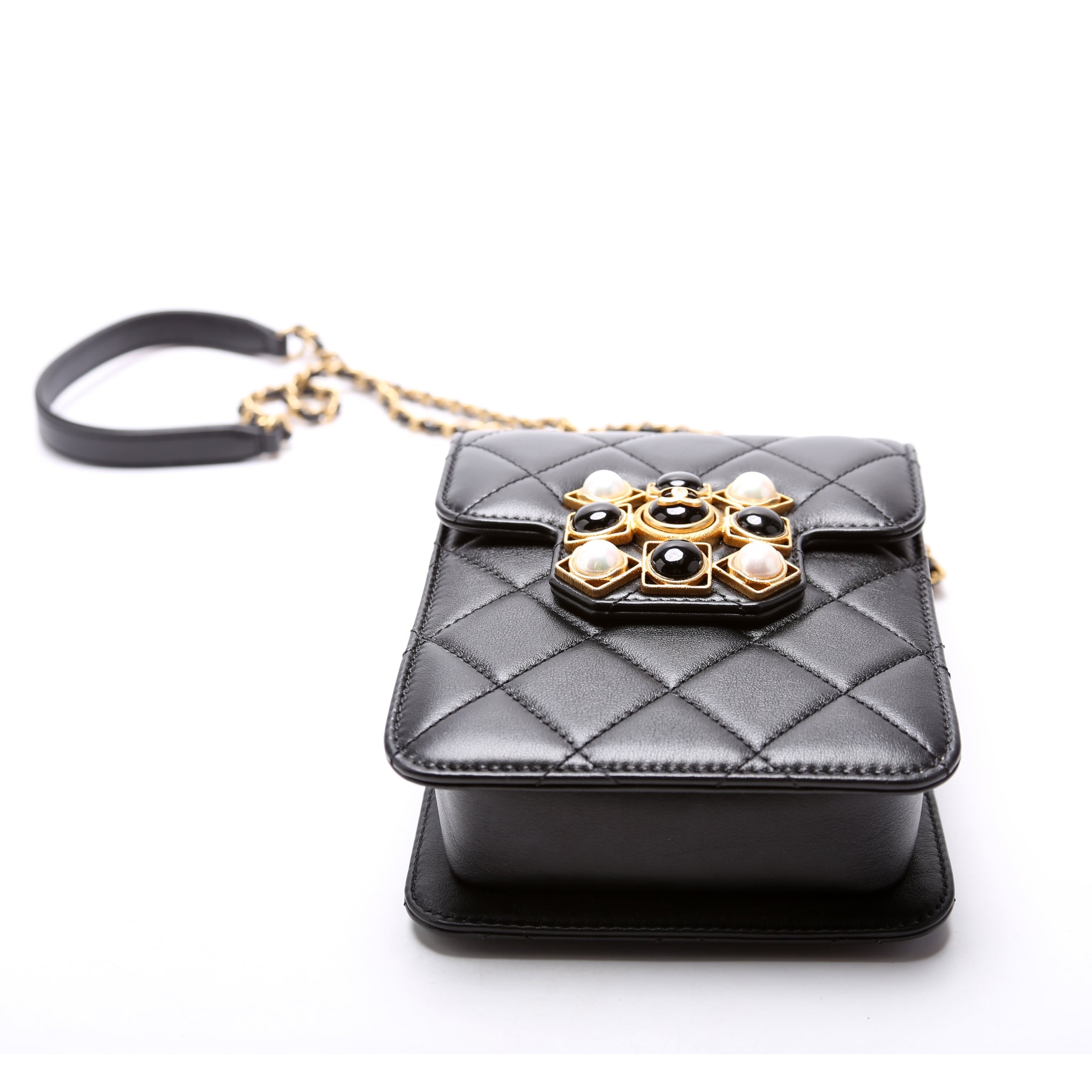 North South Flap Bag Pearl/Resin CC Quilted Lambskin 30M