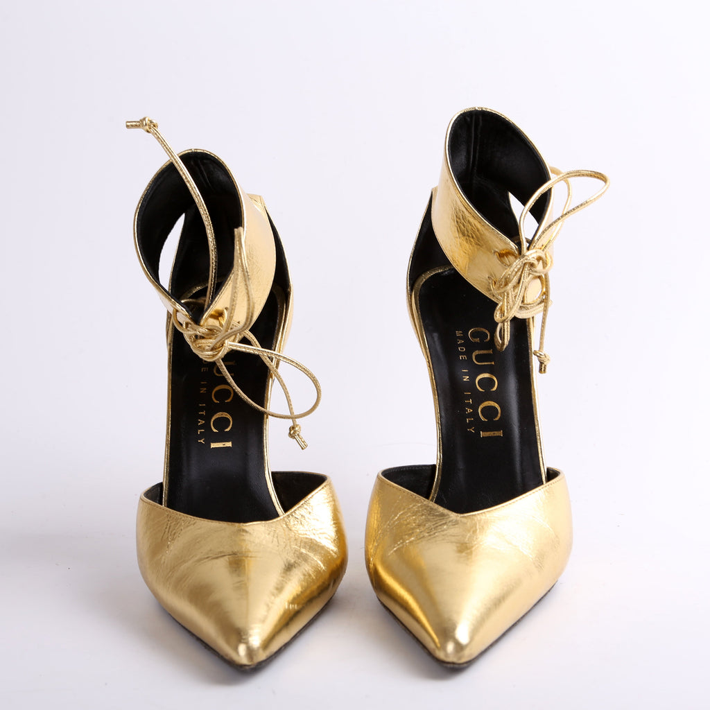 Gucci Priscilla 105MM Metallic Pumps Size 40