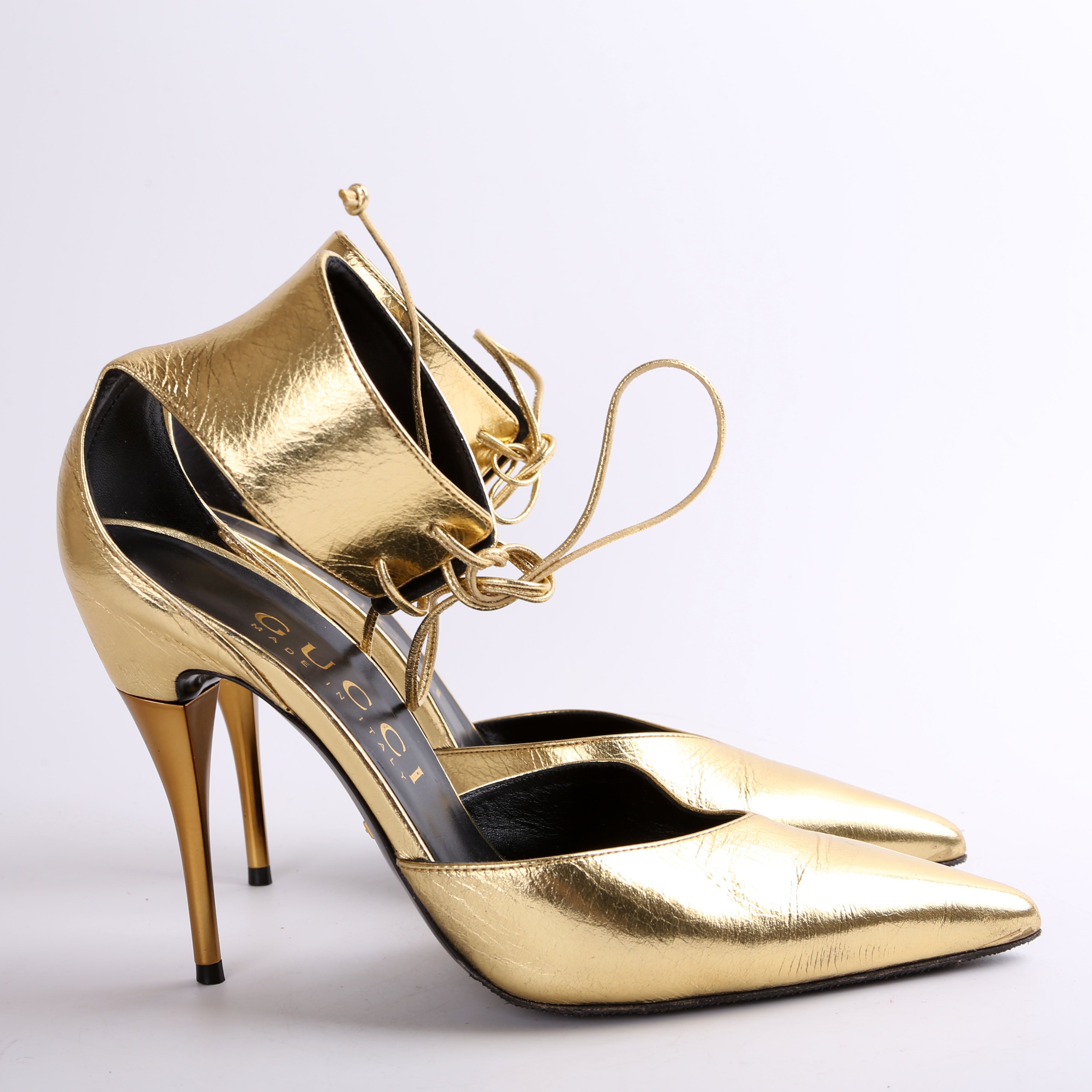 Gucci Priscilla 105MM Metallic Pumps Size 40