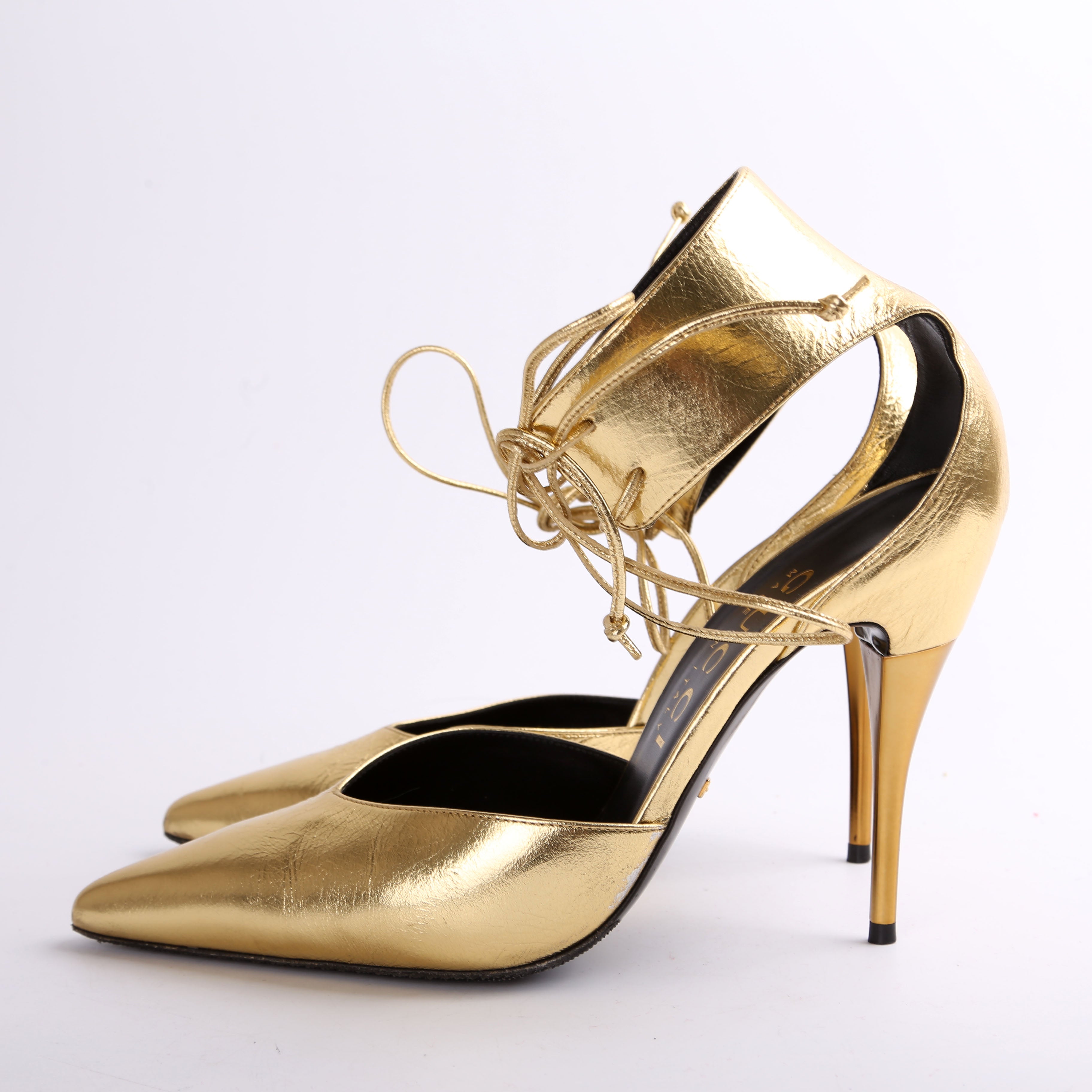 Gucci Priscilla 105MM Metallic Pumps Size 40