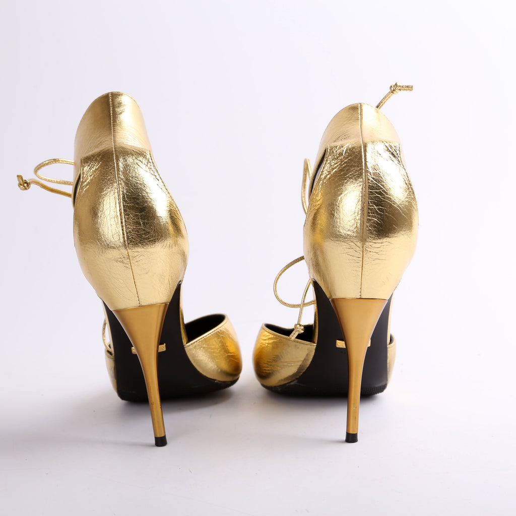 Gucci Priscilla 105MM Metallic Pumps Size 40
