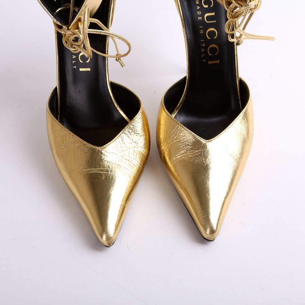 Gucci Priscilla 105MM Metallic Pumps Size 40