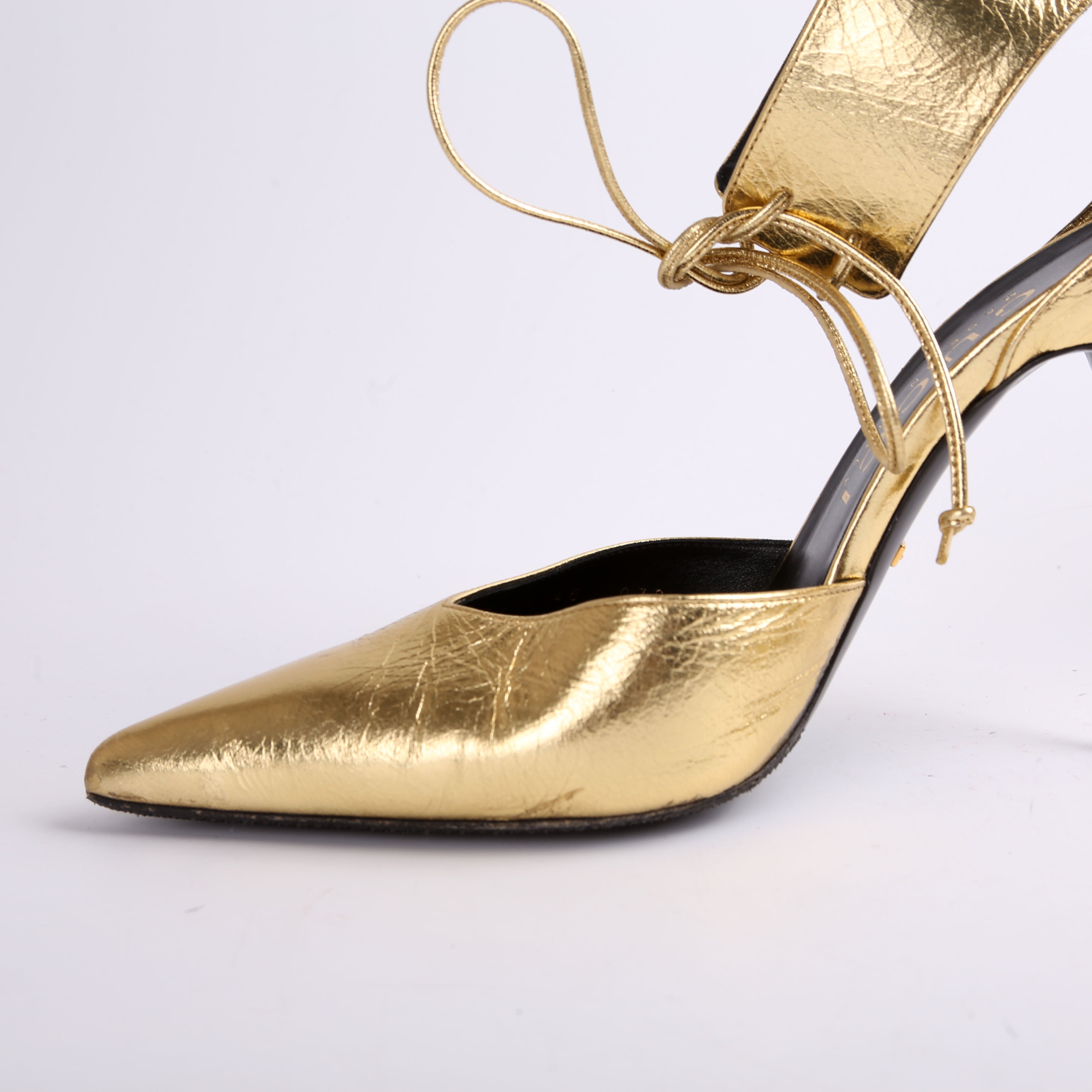 Gucci Priscilla 105MM Metallic Pumps Size 40