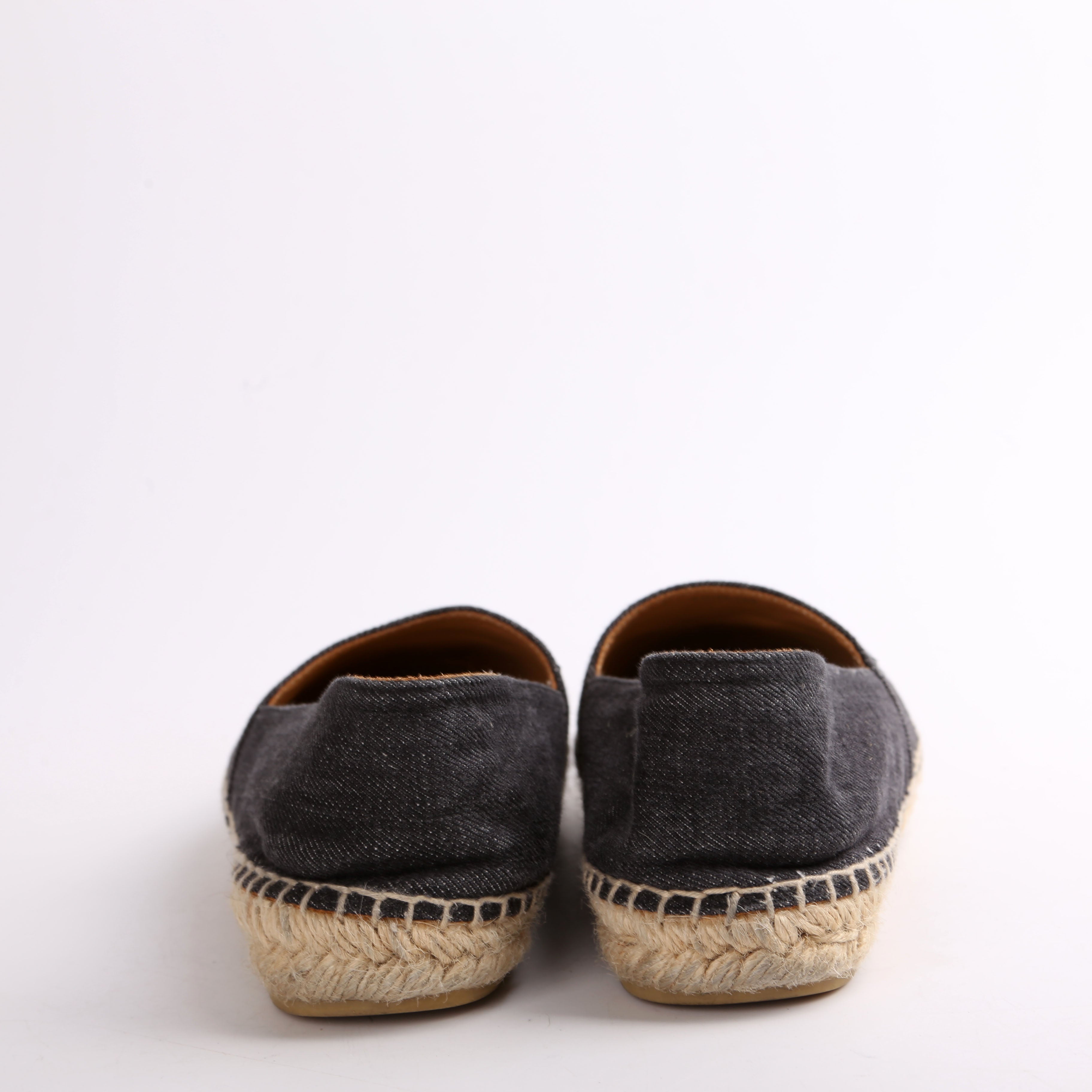 Prada Black Denim Logo Espadrilles Size 37