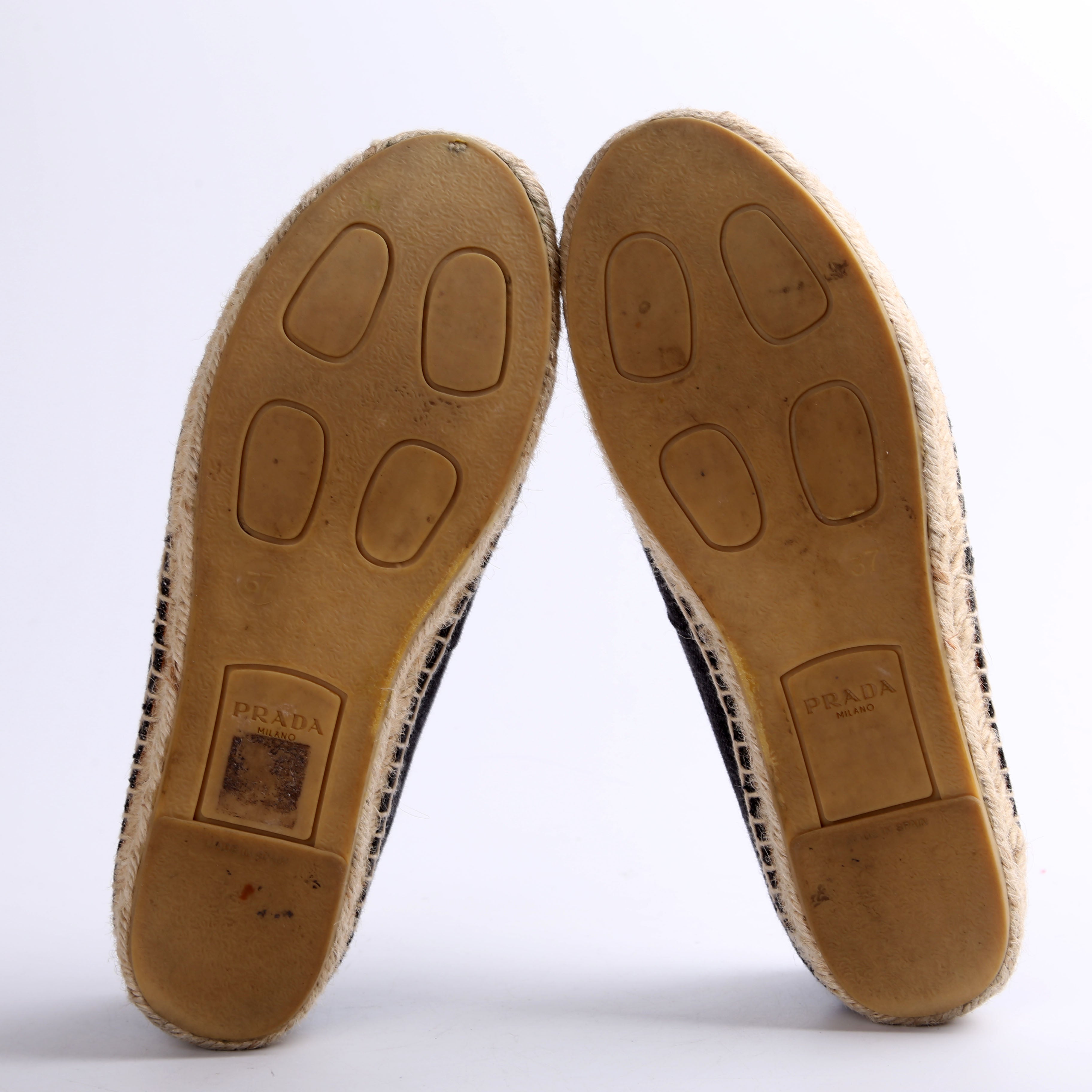 Prada Black Denim Logo Espadrilles Size 37