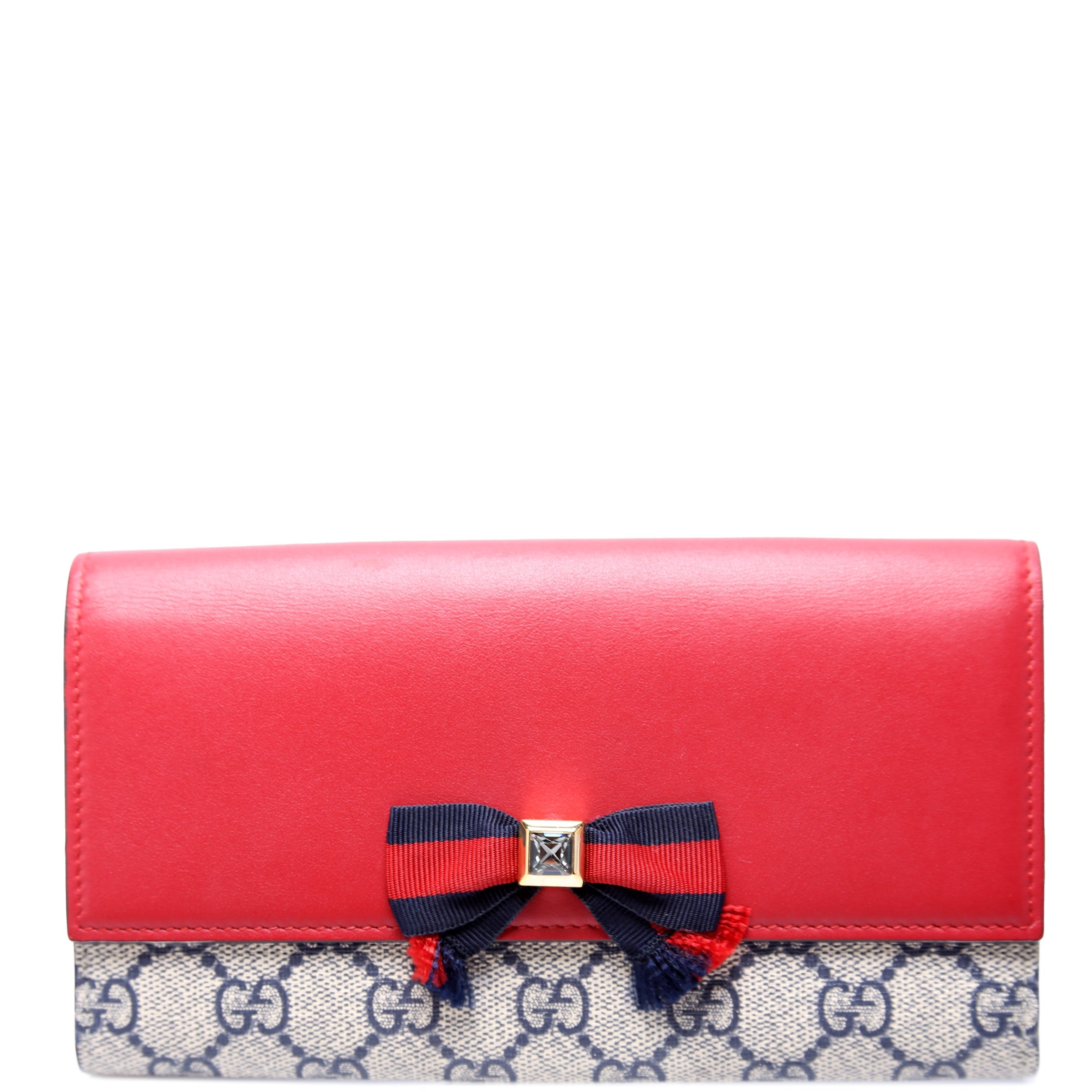 432253 GG Supreme Bow Continental Wallet Red/Navy