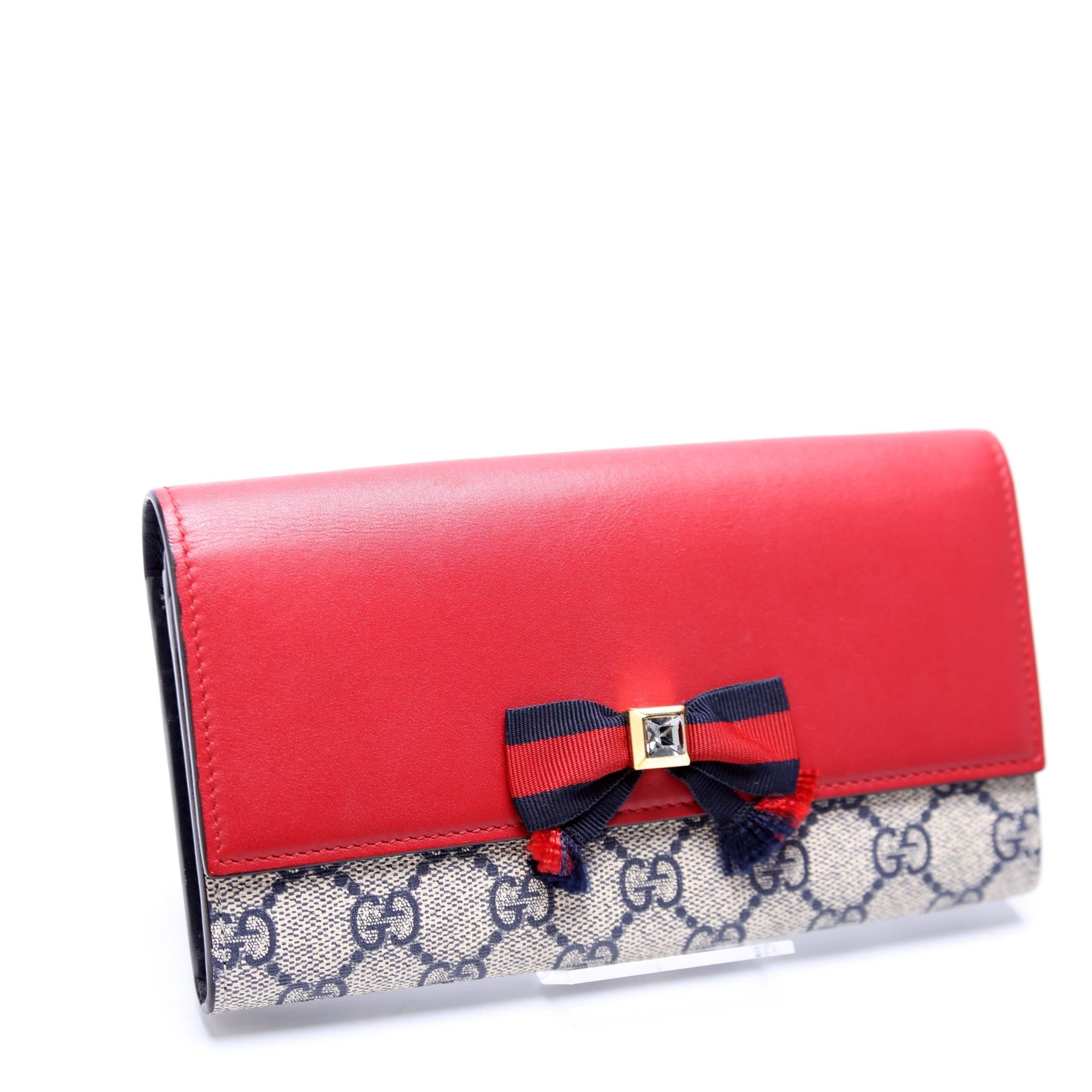 432253 GG Supreme Bow Continental Wallet Red/Navy