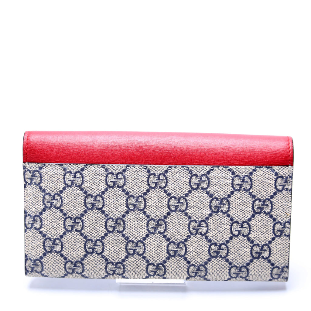 432253 GG Supreme Bow Continental Wallet Red/Navy