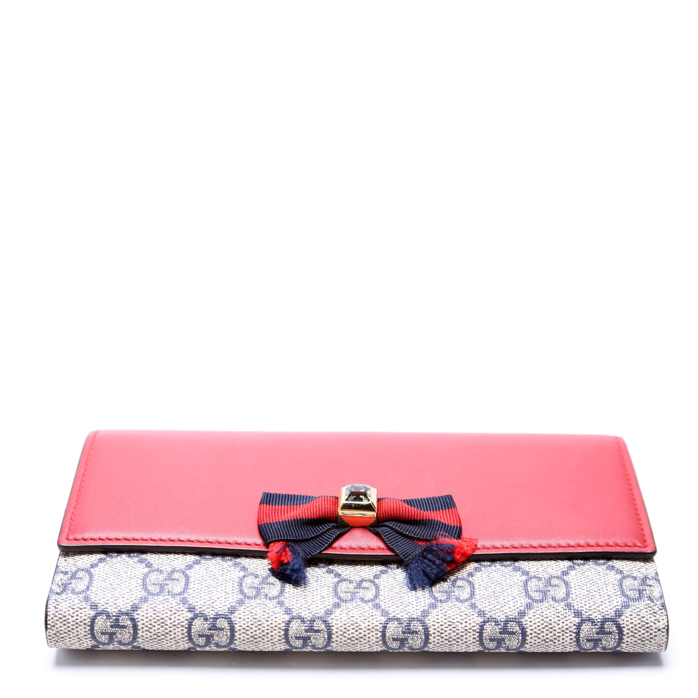 432253 GG Supreme Bow Continental Wallet Red/Navy