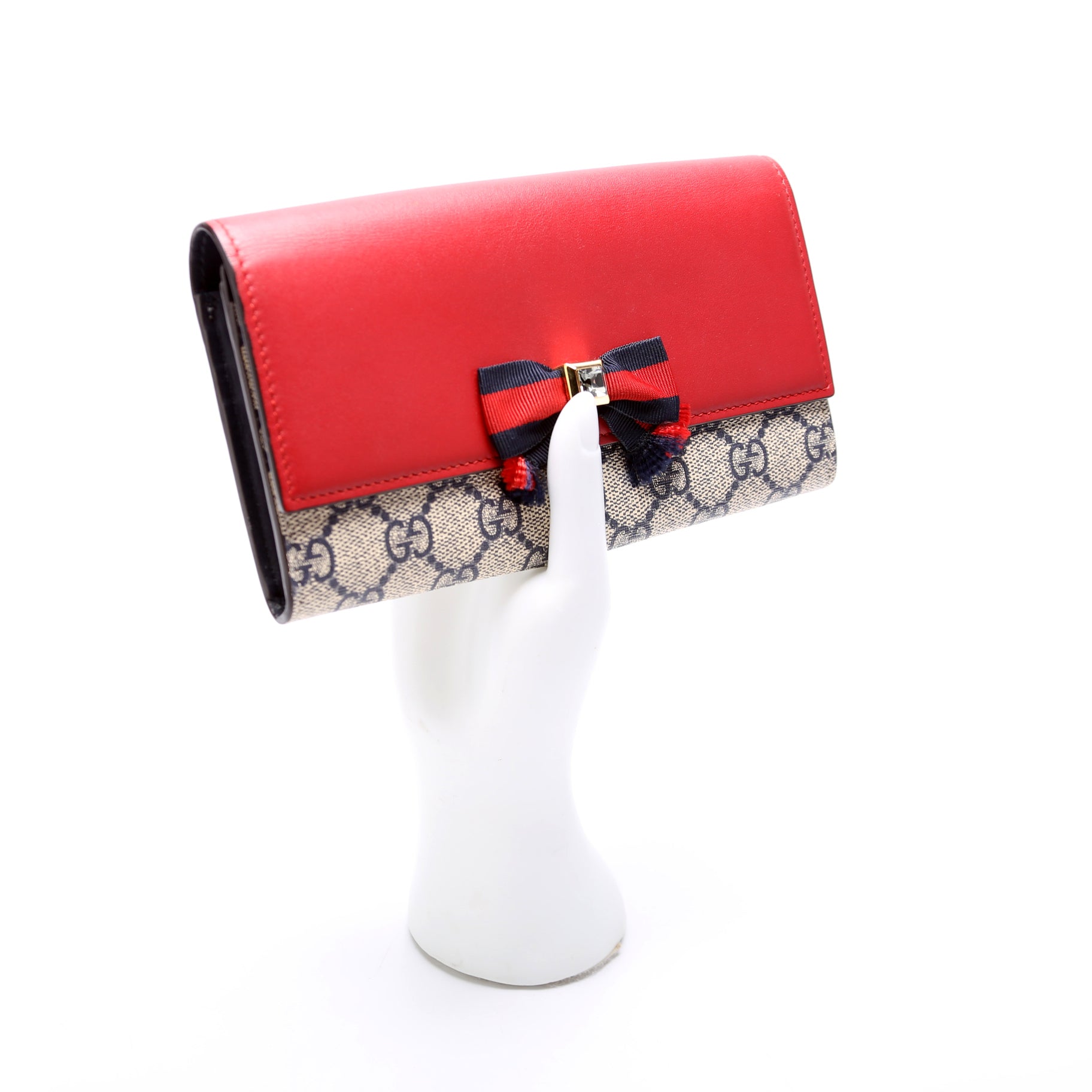 432253 GG Supreme Bow Continental Wallet Red/Navy
