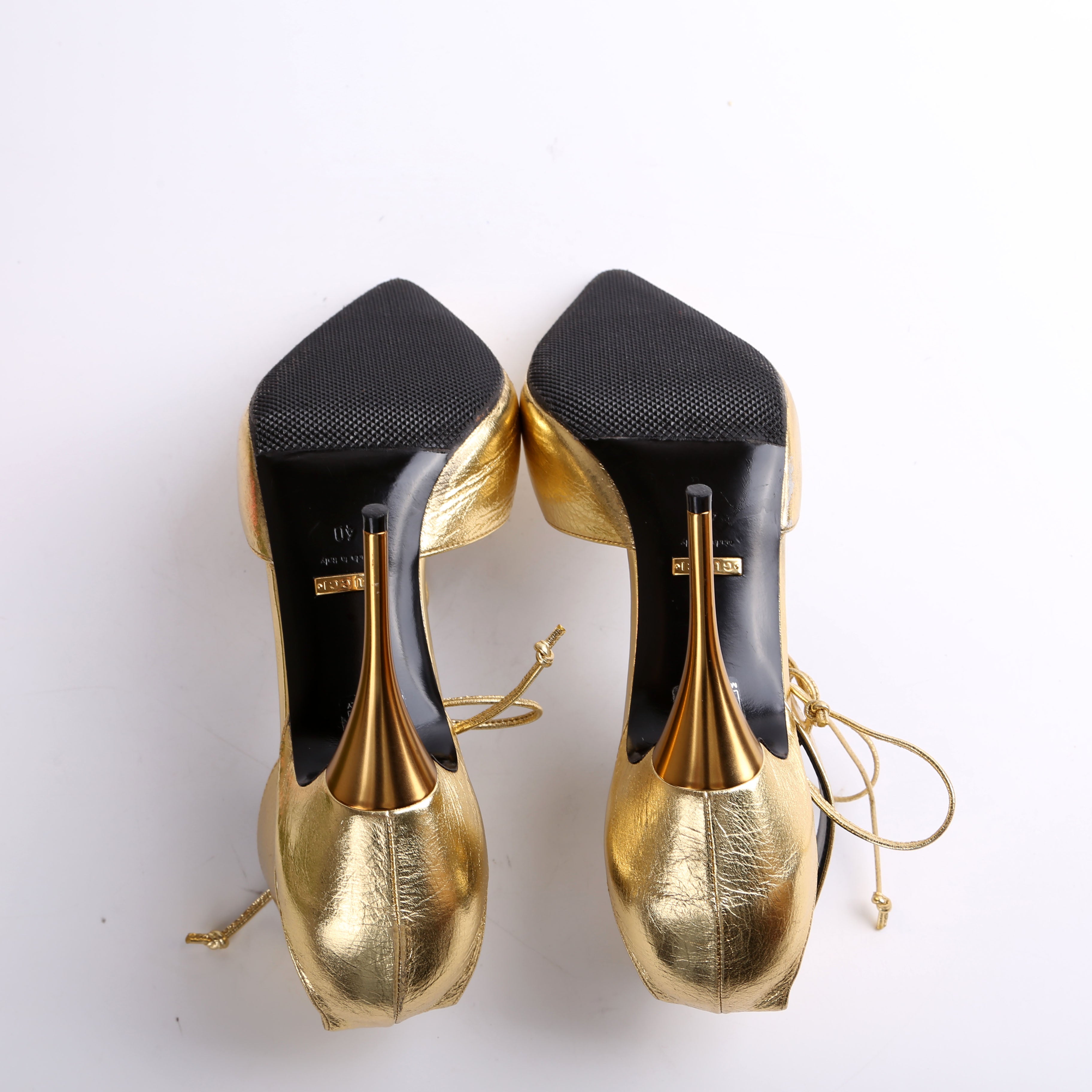 Gucci Priscilla 105MM Metallic Pumps Size 40