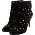 Suede Pearl Cap Toe Booties Size 38