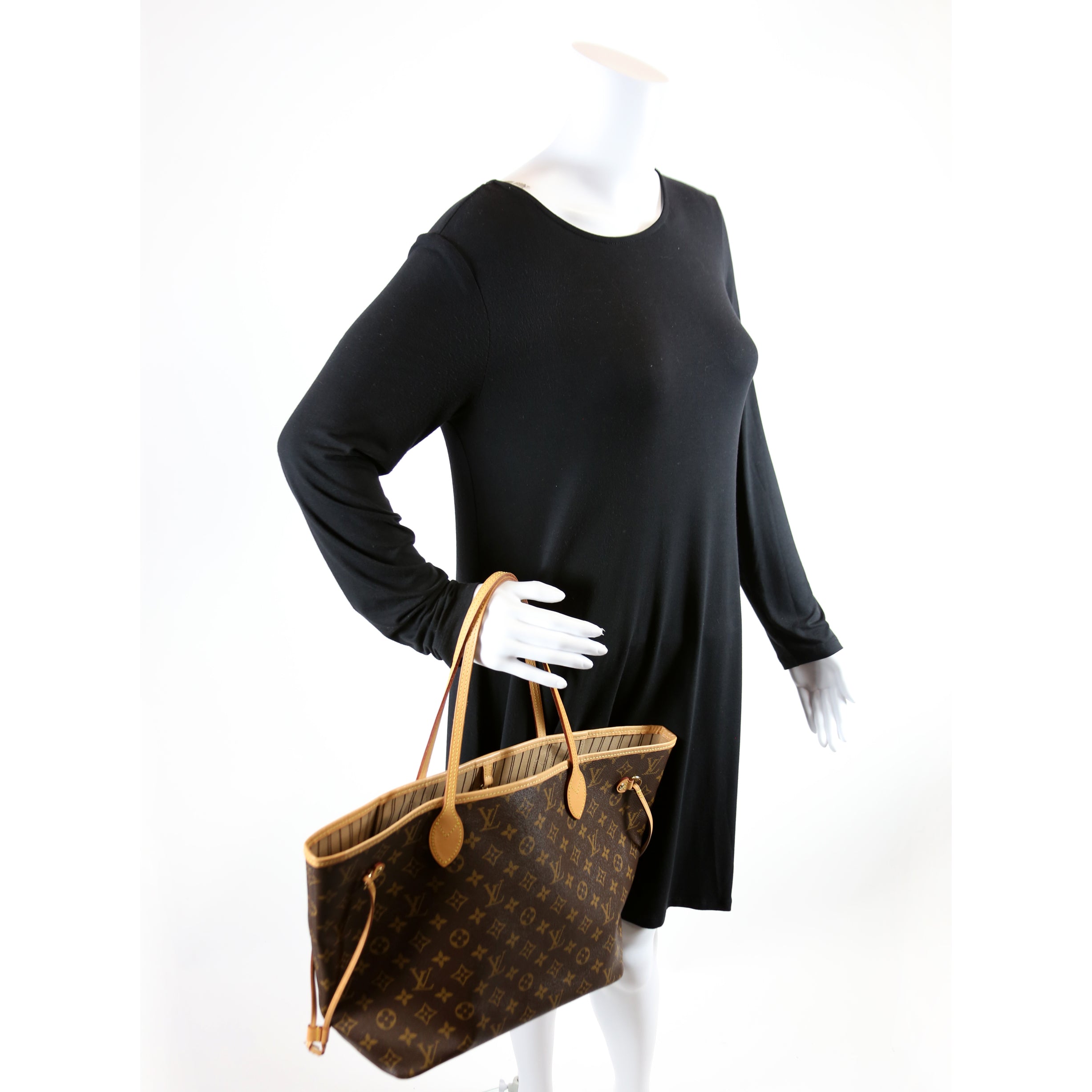 Neverfull With Wallet MM Monogram Beige