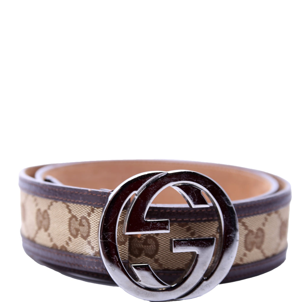 114876 Interlocking Leather Belt Size 85/34 Brown